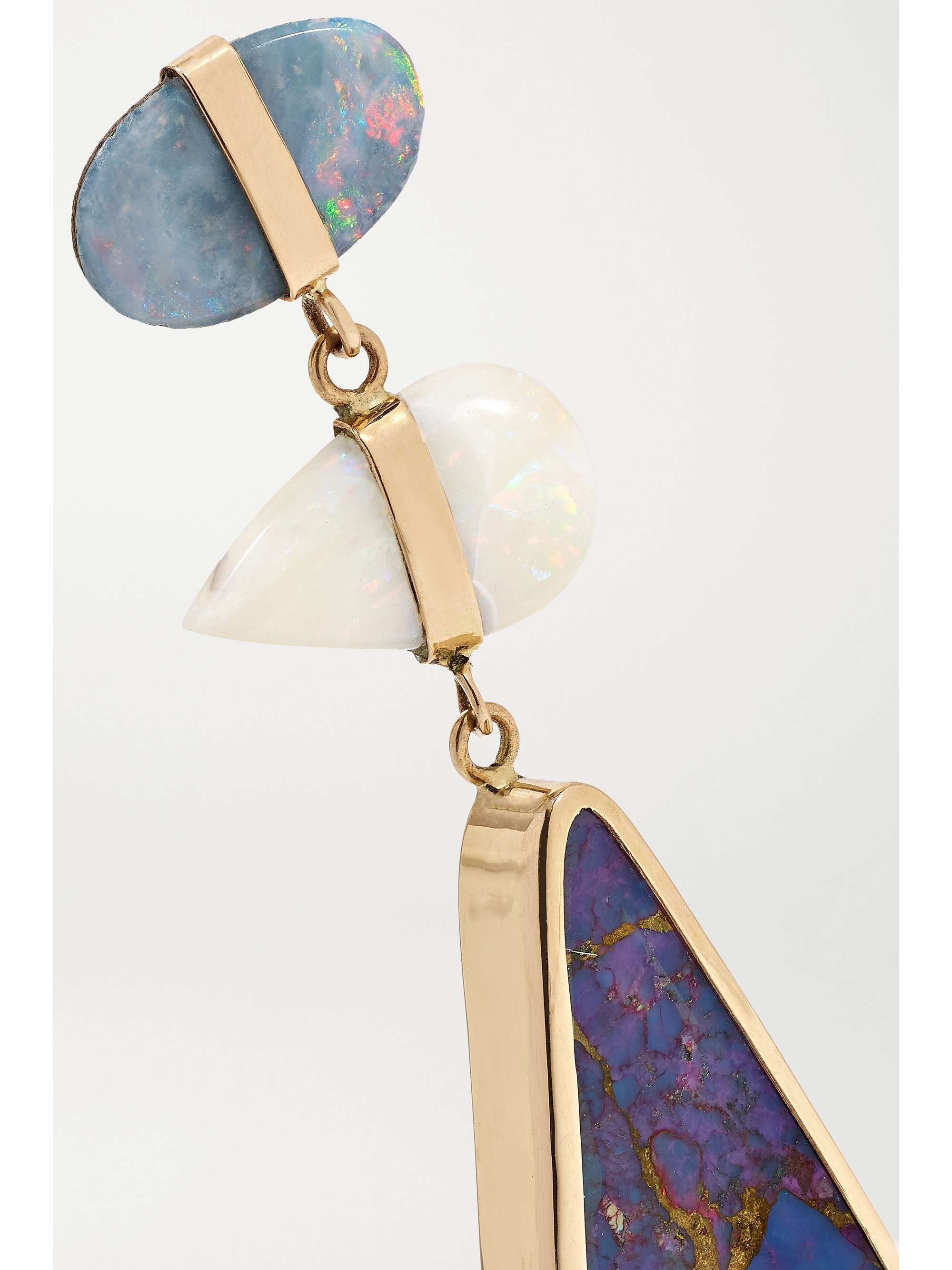 MELISSA JOY MANNING Boucles d'oreilles en or 14 carats, turquoises et opales