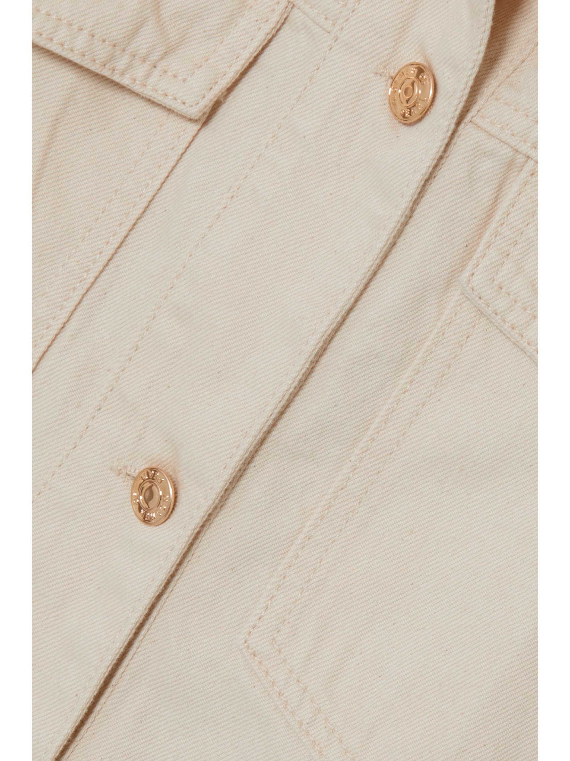 MOTHER OF PEARL + NET SUSTAIN Brennon faux pearl-embellished ruffled organic denim jacket