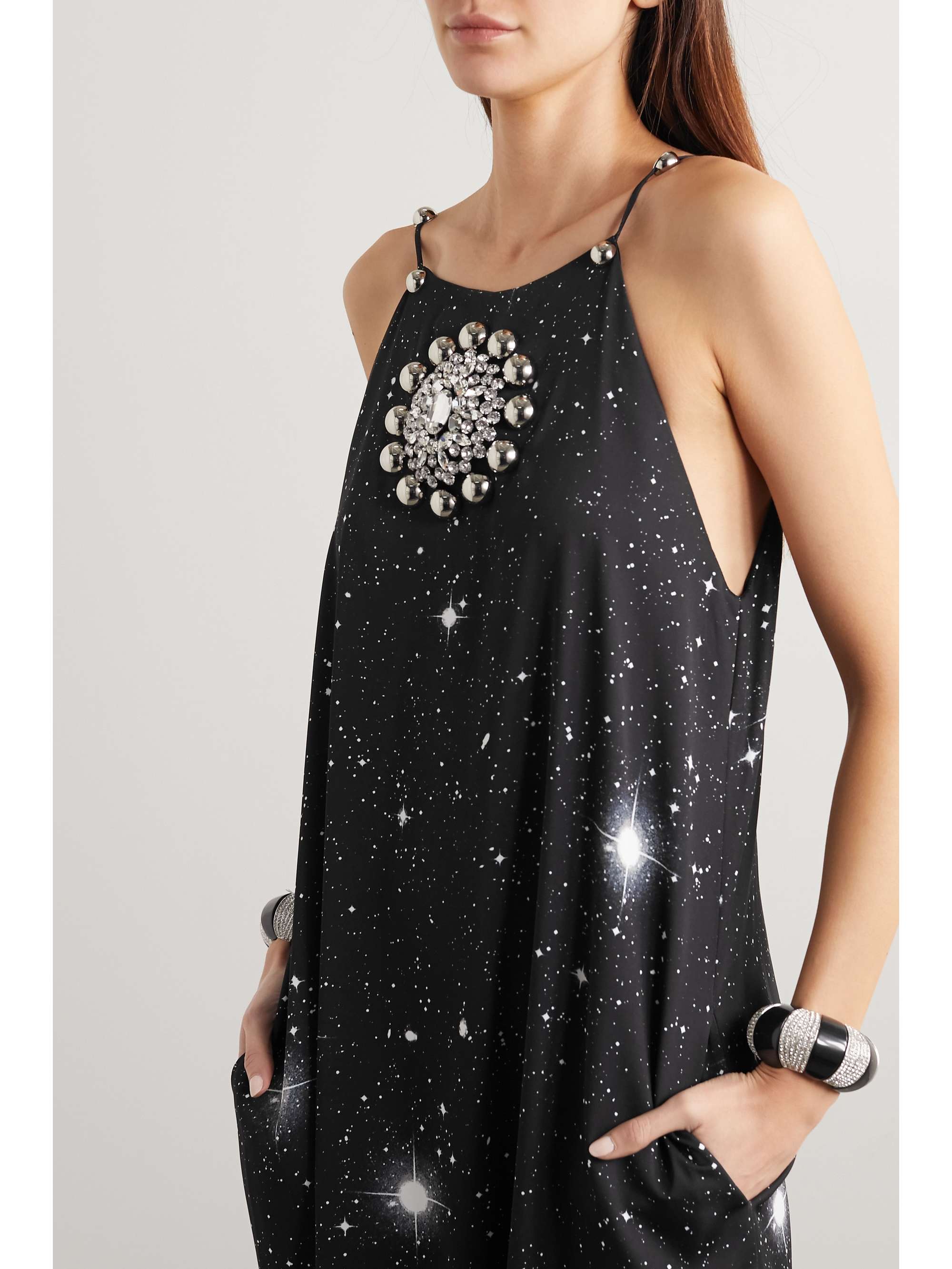 CHRISTOPHER KANE Embellished printed crepe midi dress