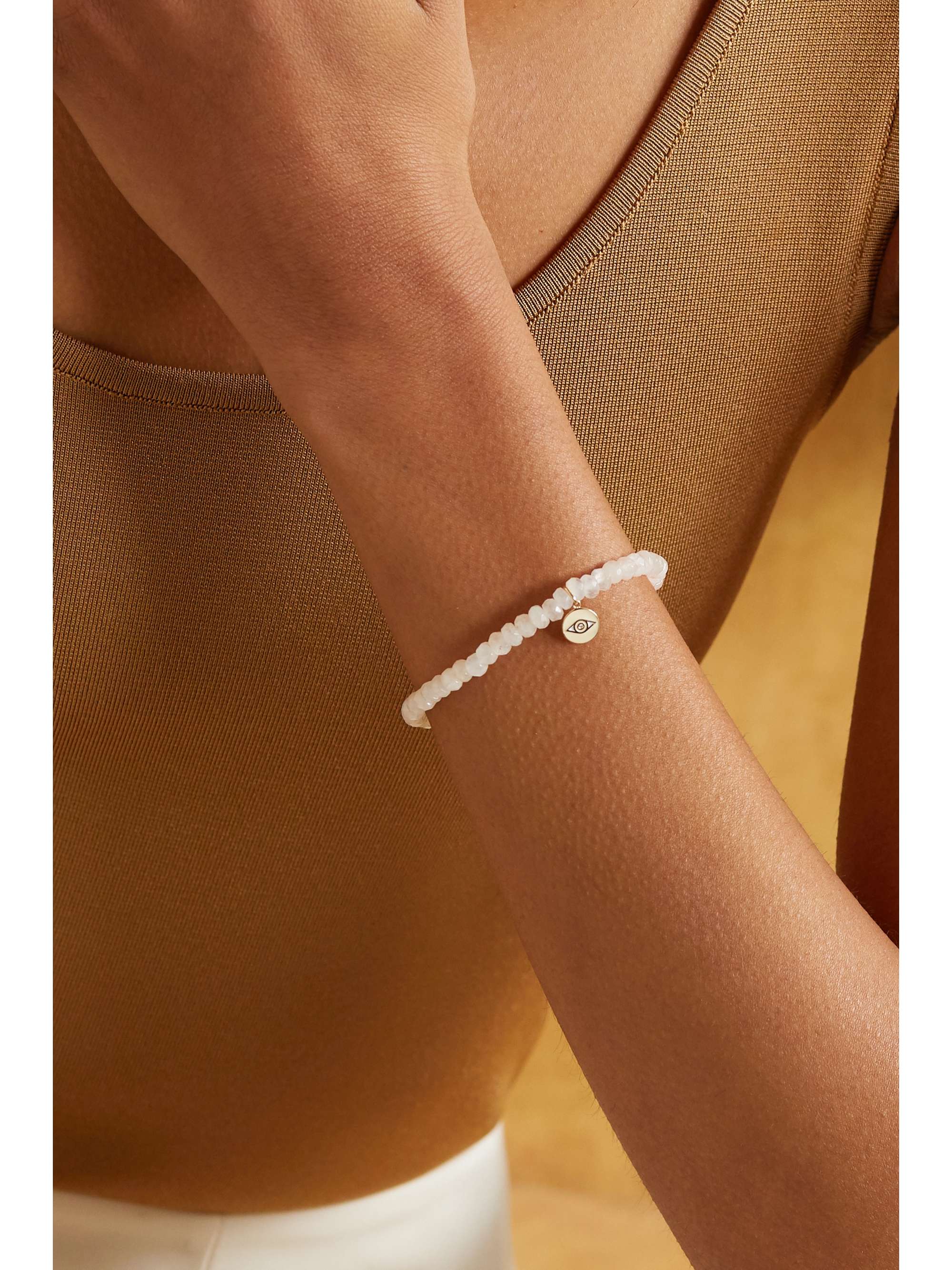 SYDNEY EVAN 14-karat gold, enamel, moonstone and sapphire bracelet