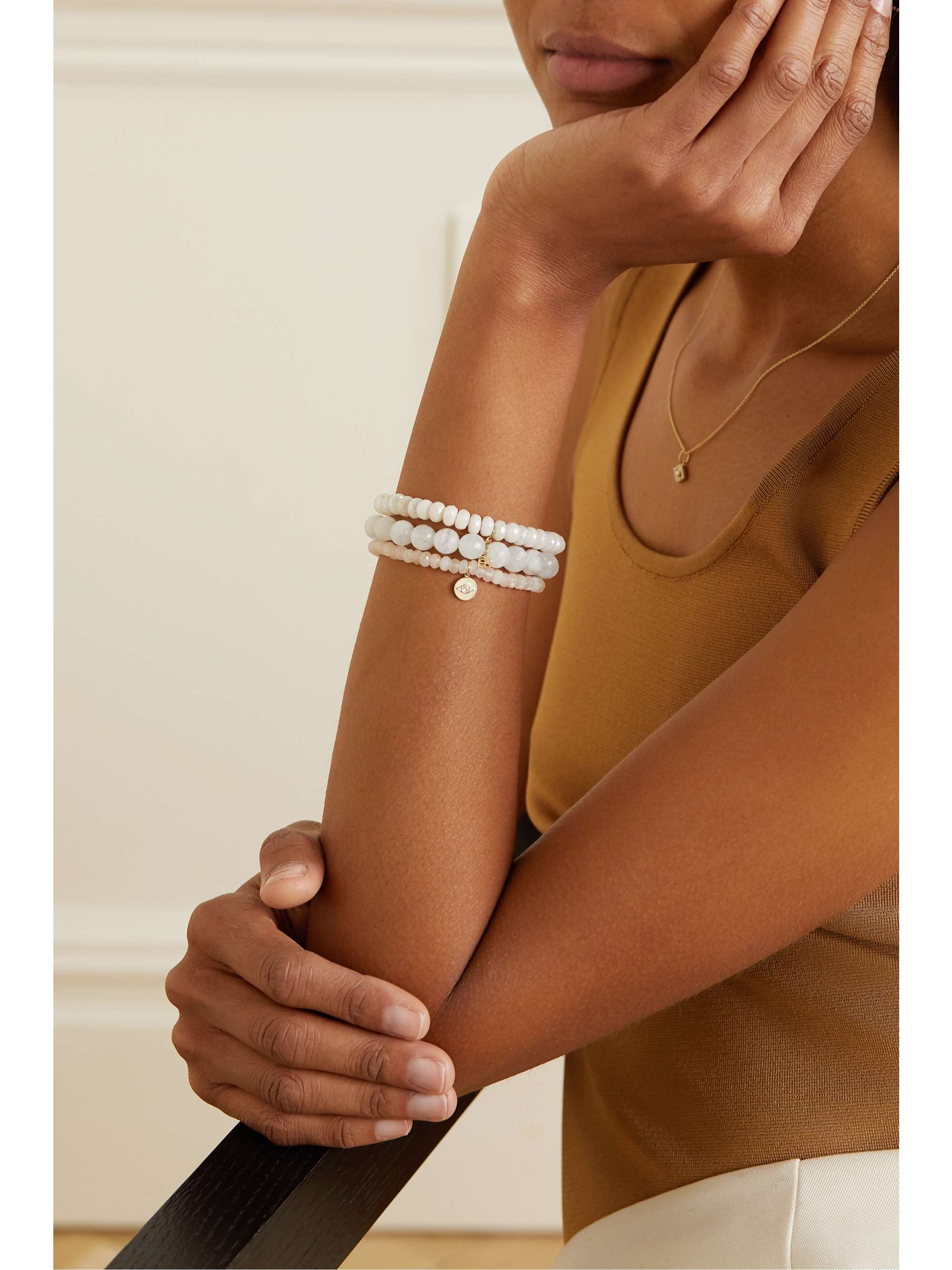 SYDNEY EVAN 14-karat gold, enamel, moonstone and sapphire bracelet