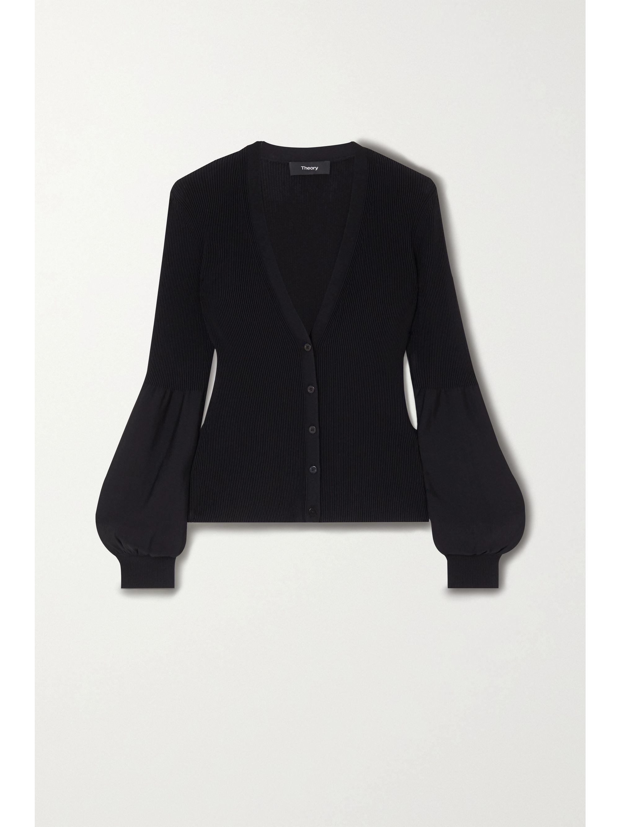 black rib knit cardigan