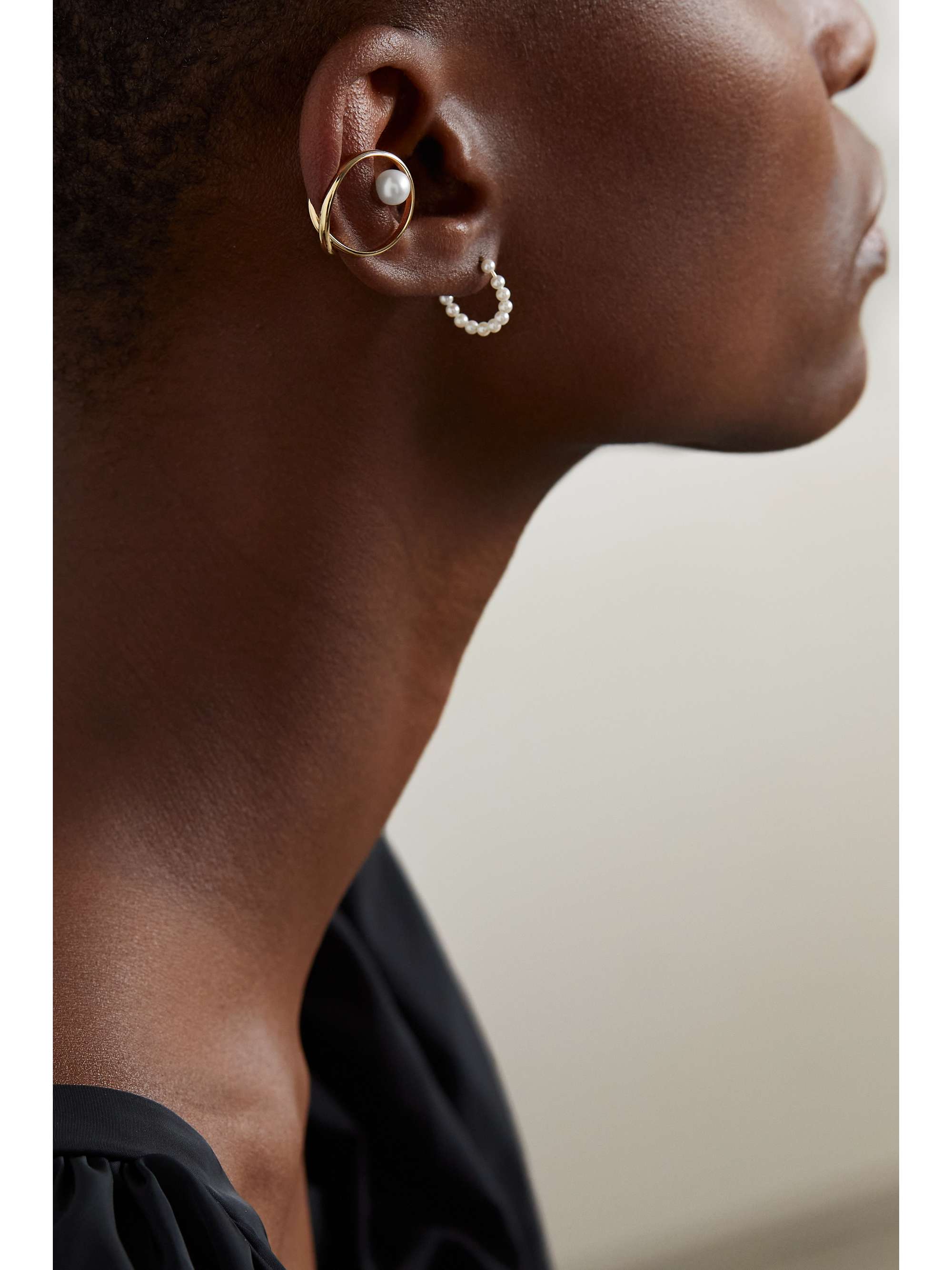 MIZUKI 14-karat gold pearl ear cuff