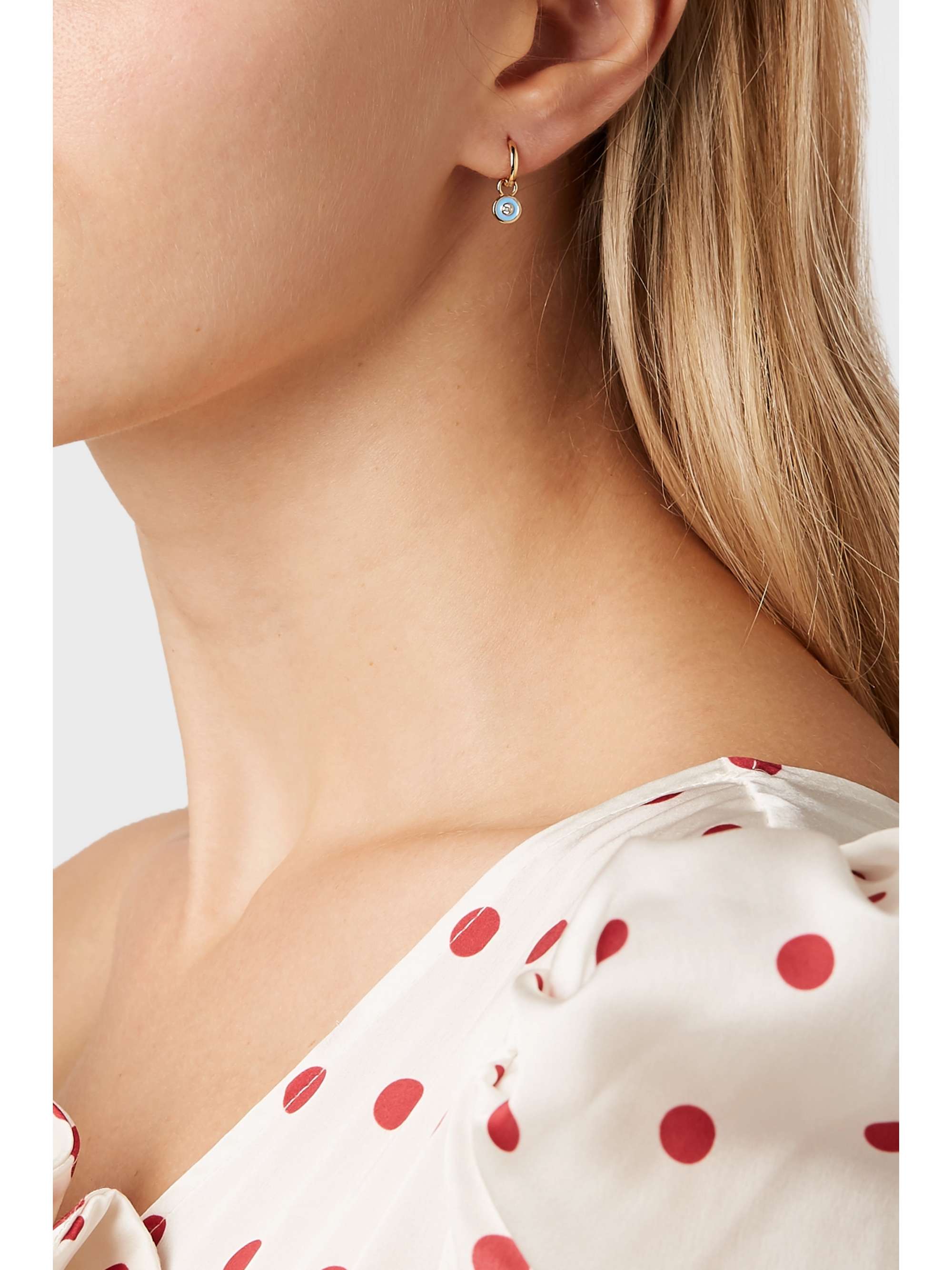 ALISON LOU Huggy 14-karat gold, enamel and diamond earring