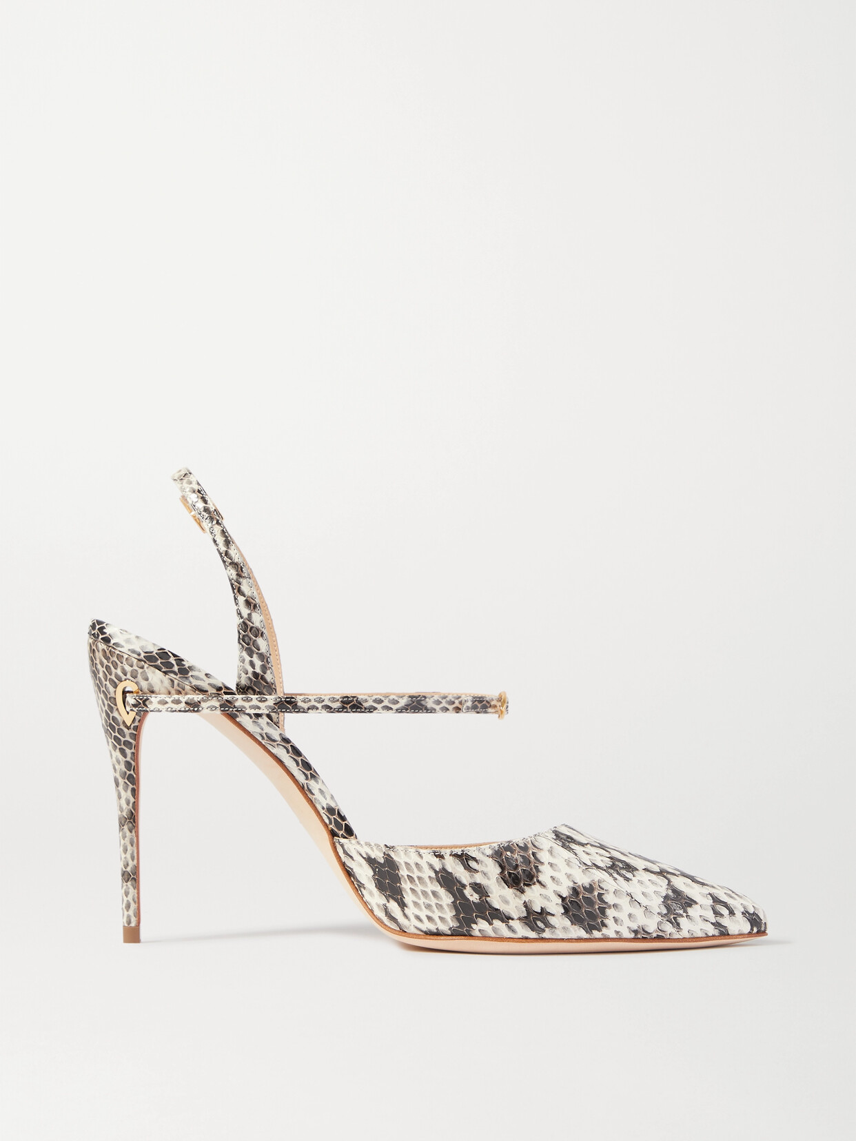 Jennifer Chamandi Vittorio 105 Elaphe Slingback Pumps In Snake Print