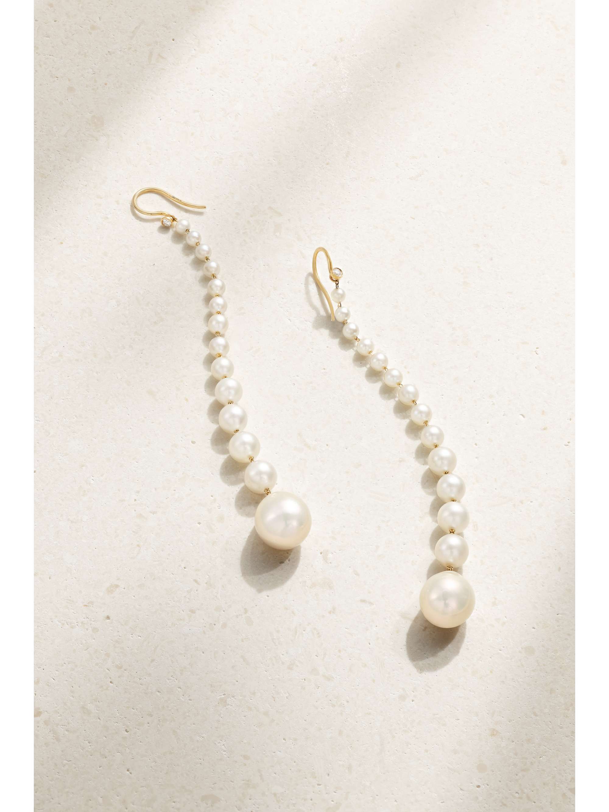 MIZUKI 14-karat gold, pearl and diamond earrings