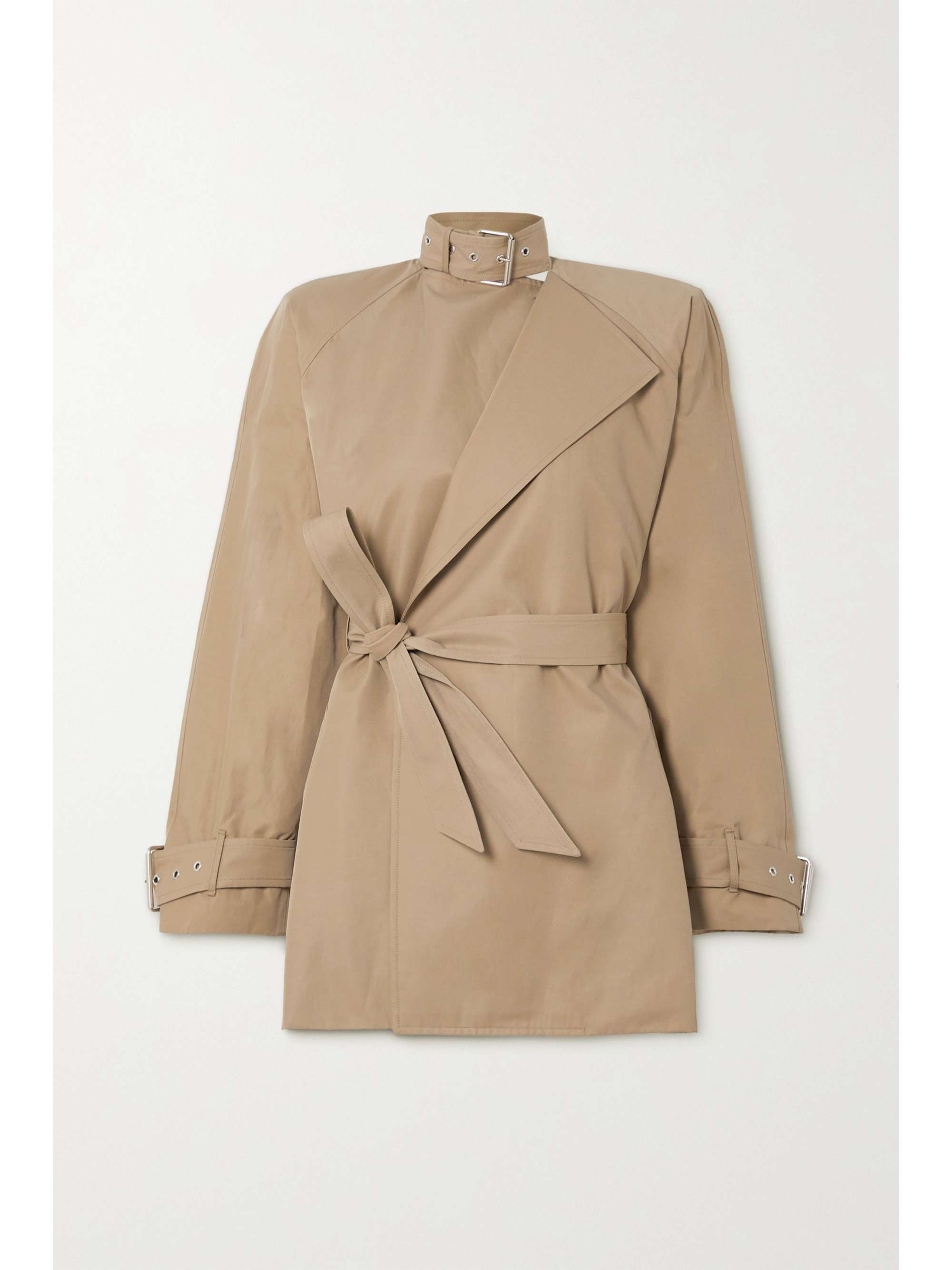 Beige Belted Cotton Blend Twill Coat Balenciaga Net A Porter Beige Belted Cotton Blend Twill Coat, Belted Cotton Twill Trench Coat