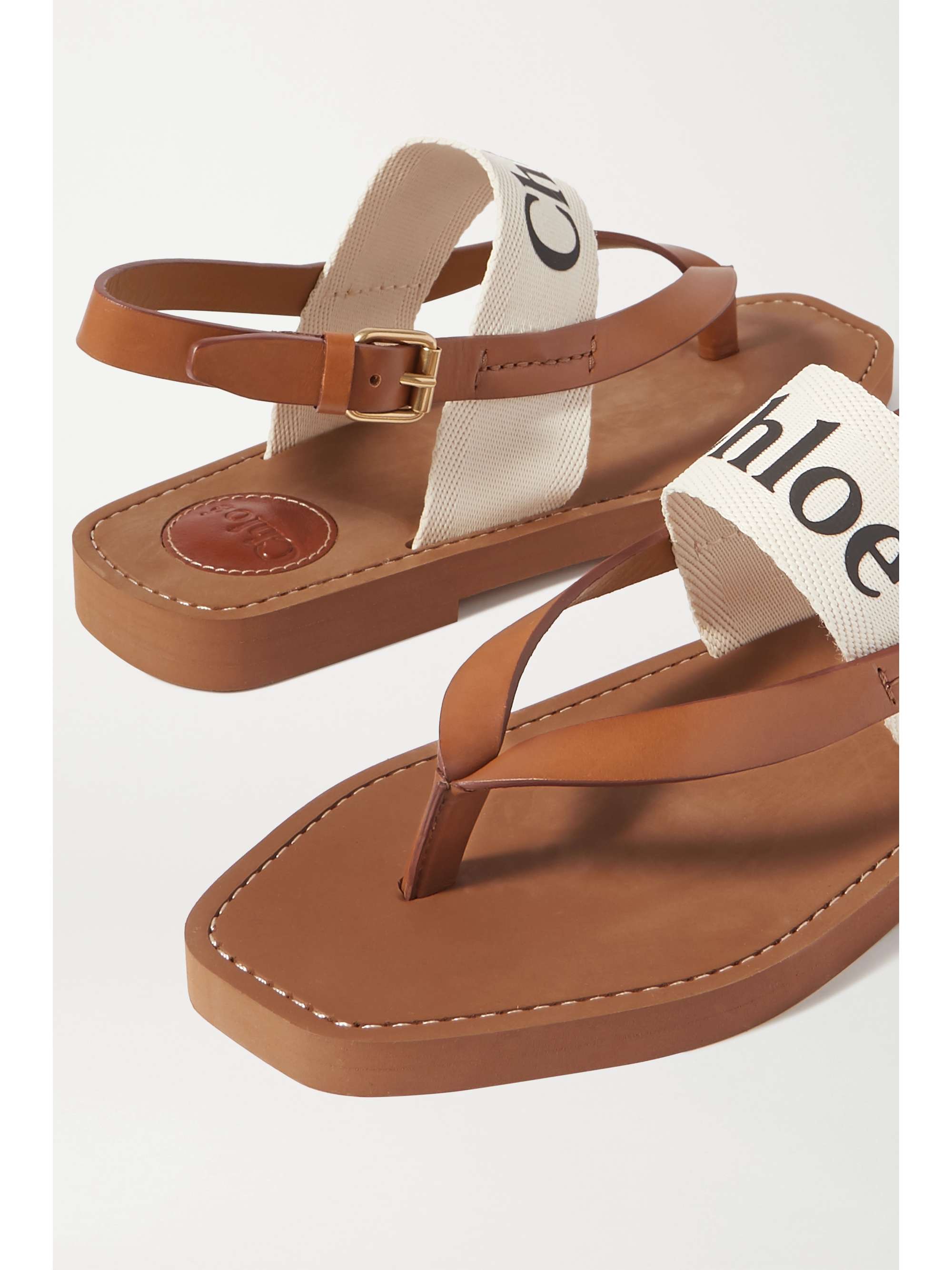 Logo-print canvas and leather sandals CHLOÉ | NET-A-PORTER