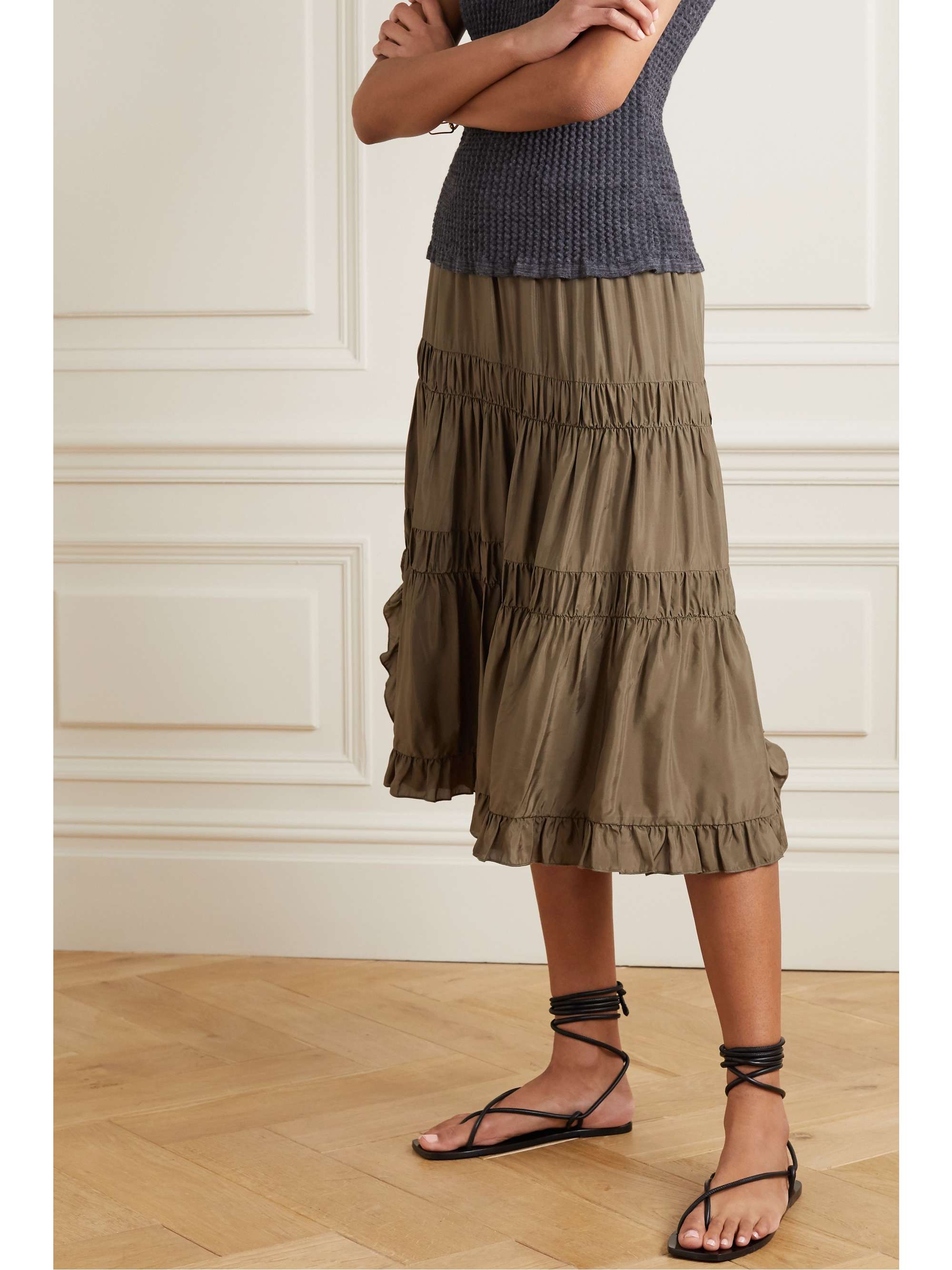 SEE BY CHLOÉ Tiered ruffled habotai skirt