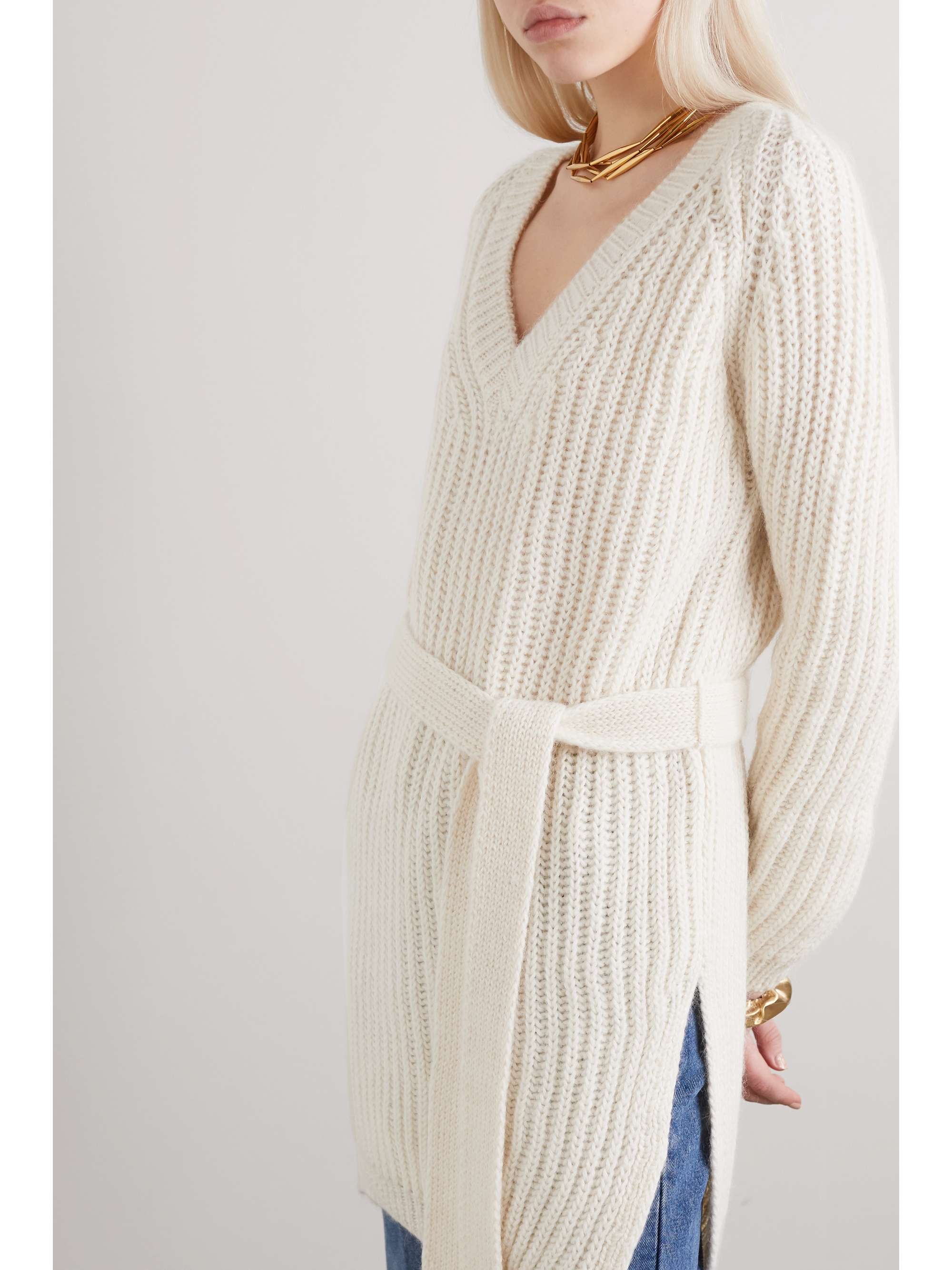 LOEWE Belted ribbed alpaca-blend sweater