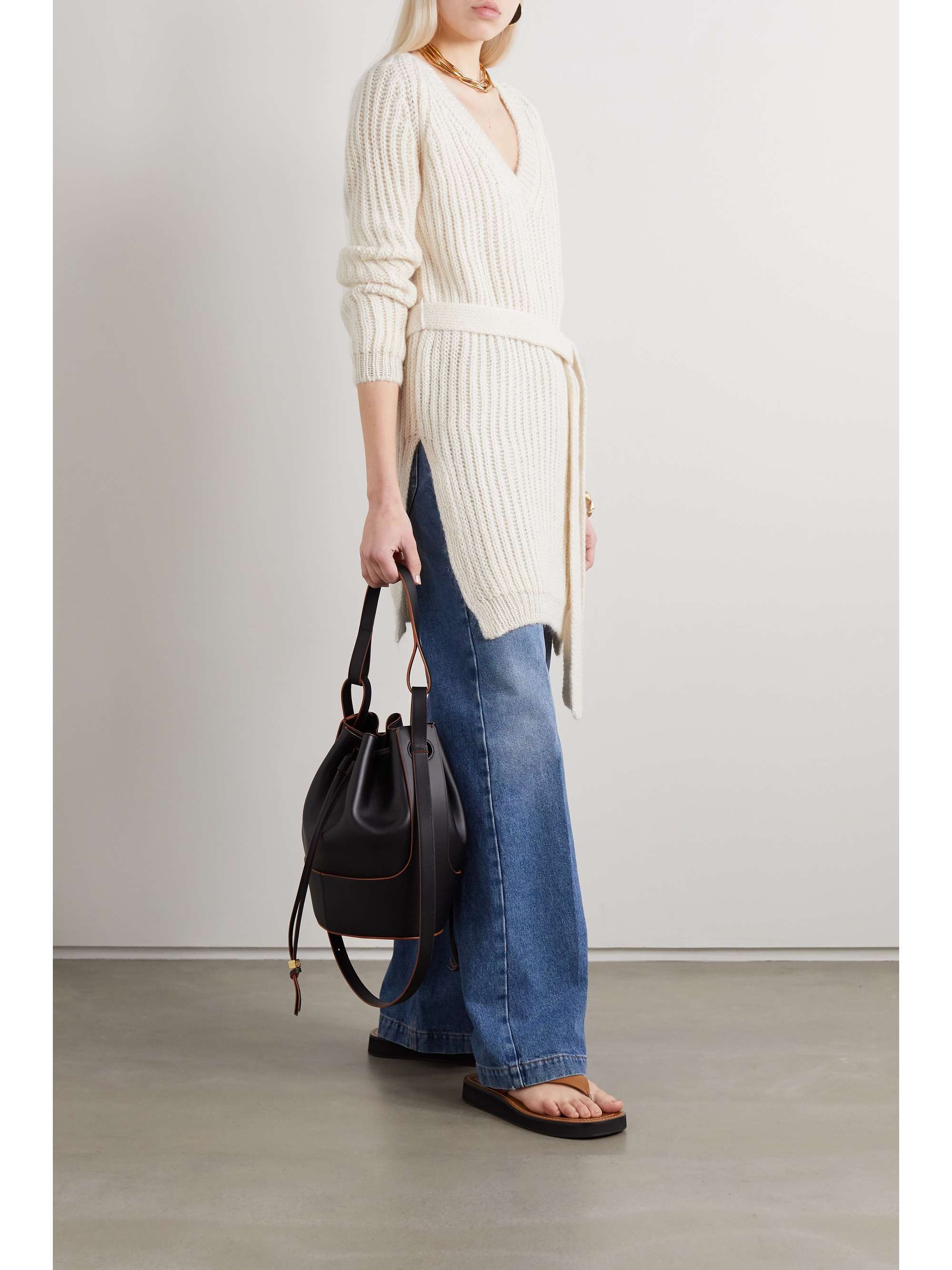 LOEWE Belted ribbed alpaca-blend sweater
