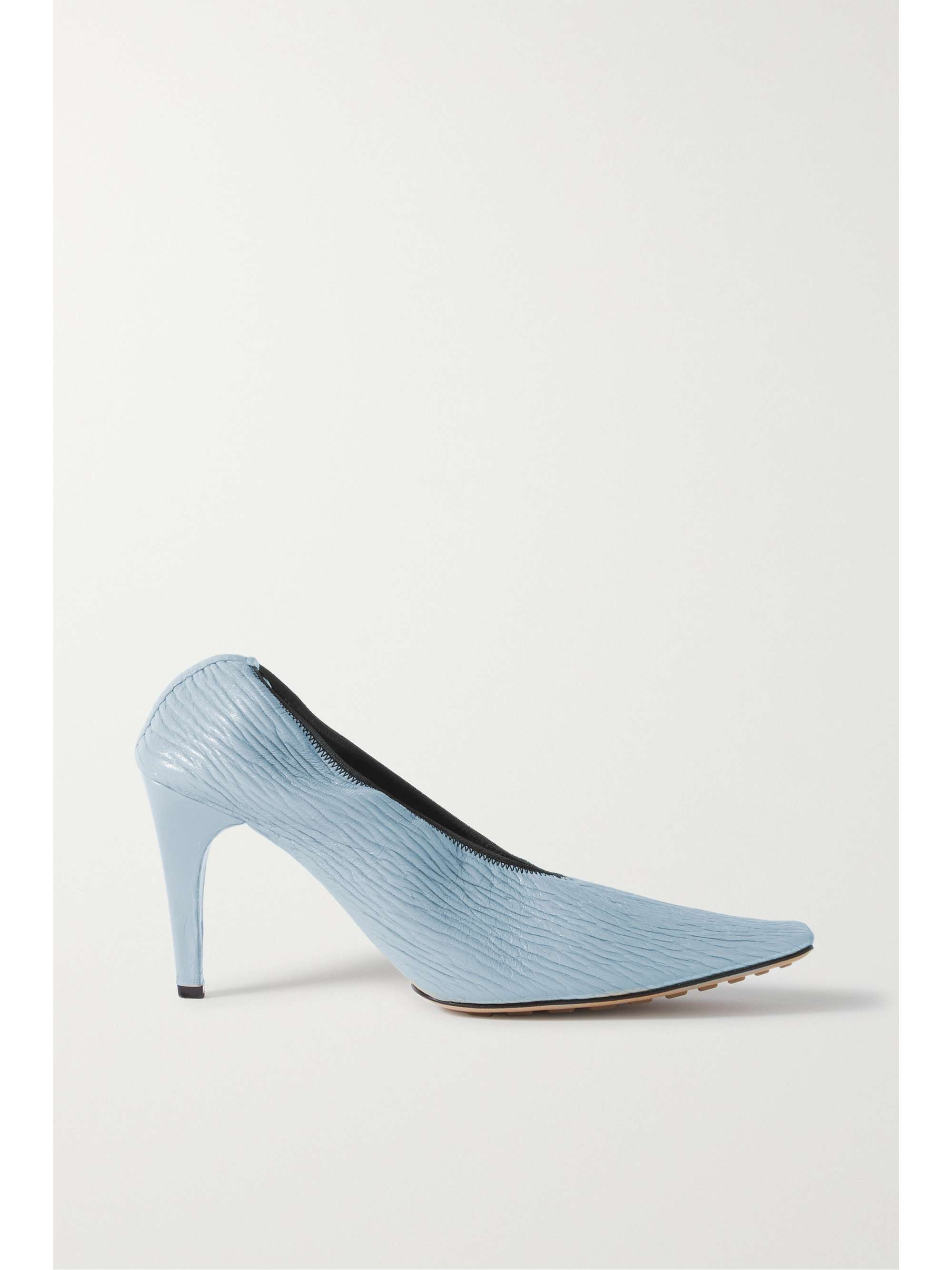 light blue leather pumps