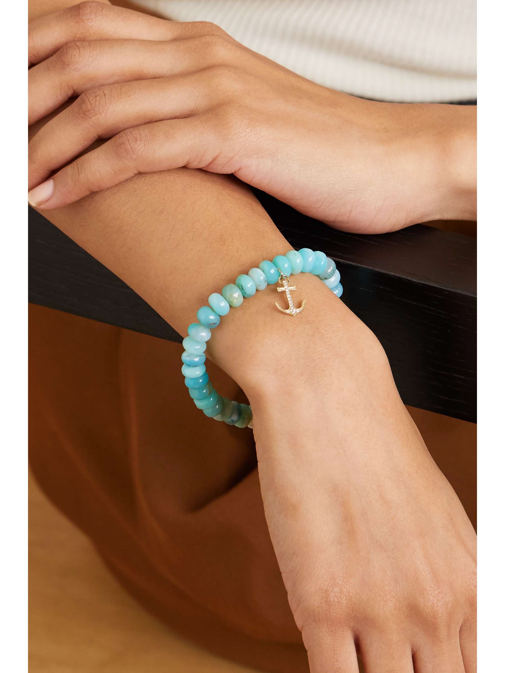 SYDNEY EVAN Lucky Wish 14-karat gold, opal and ruby bracelet