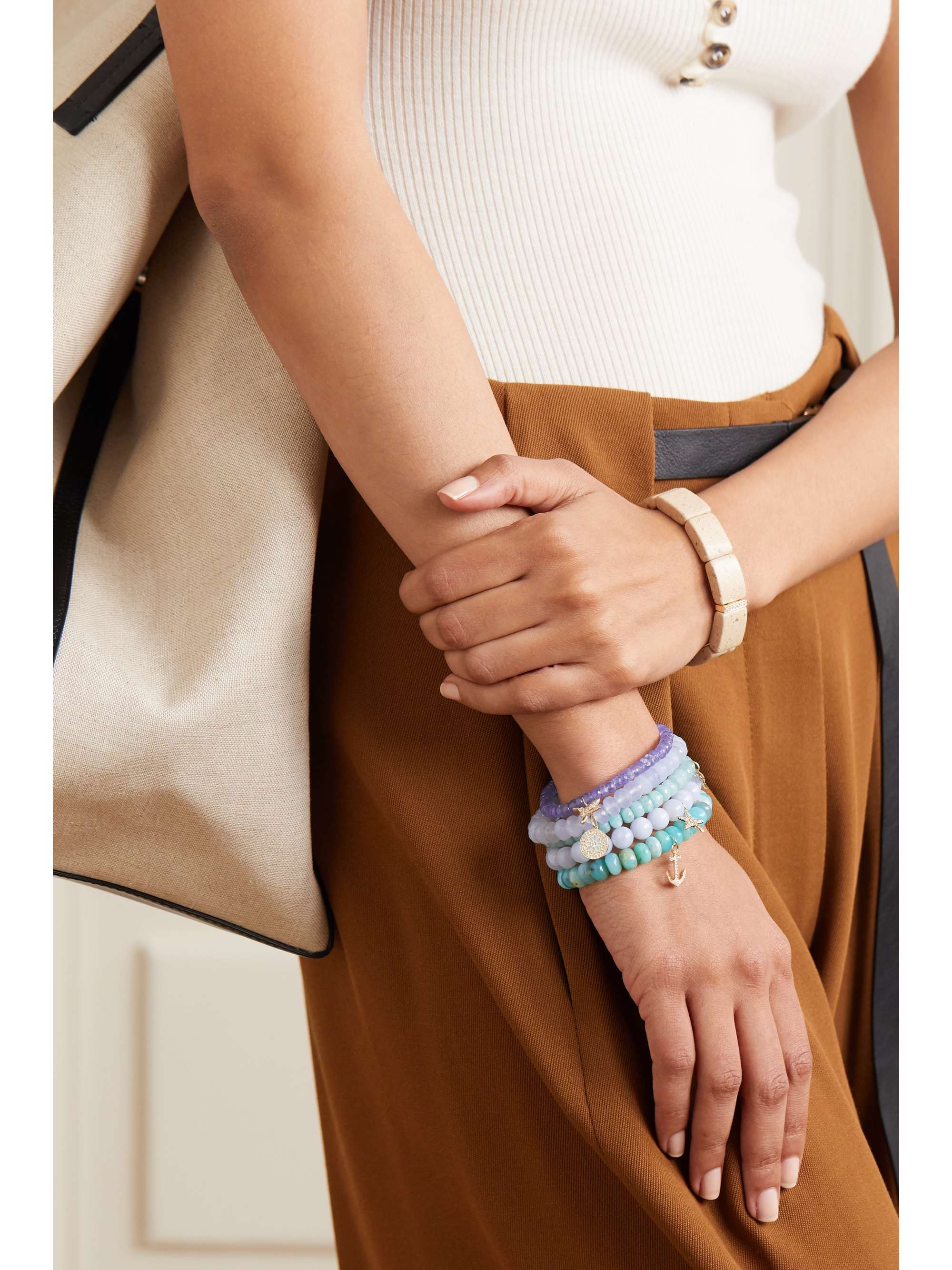 SYDNEY EVAN Lucky Wish 14-karat gold, opal and ruby bracelet