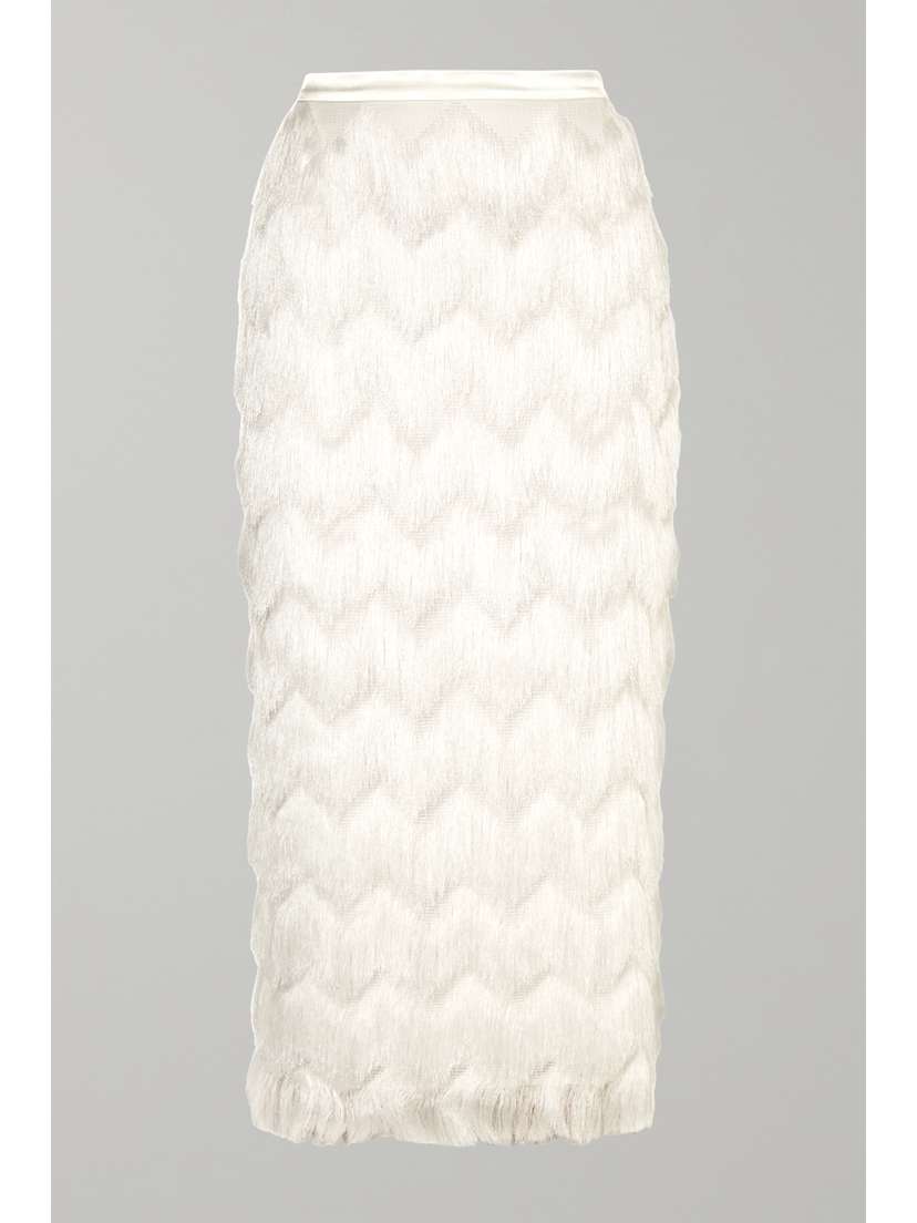 Halfpenny London Turner Fringed Satin Skirt - UK 16