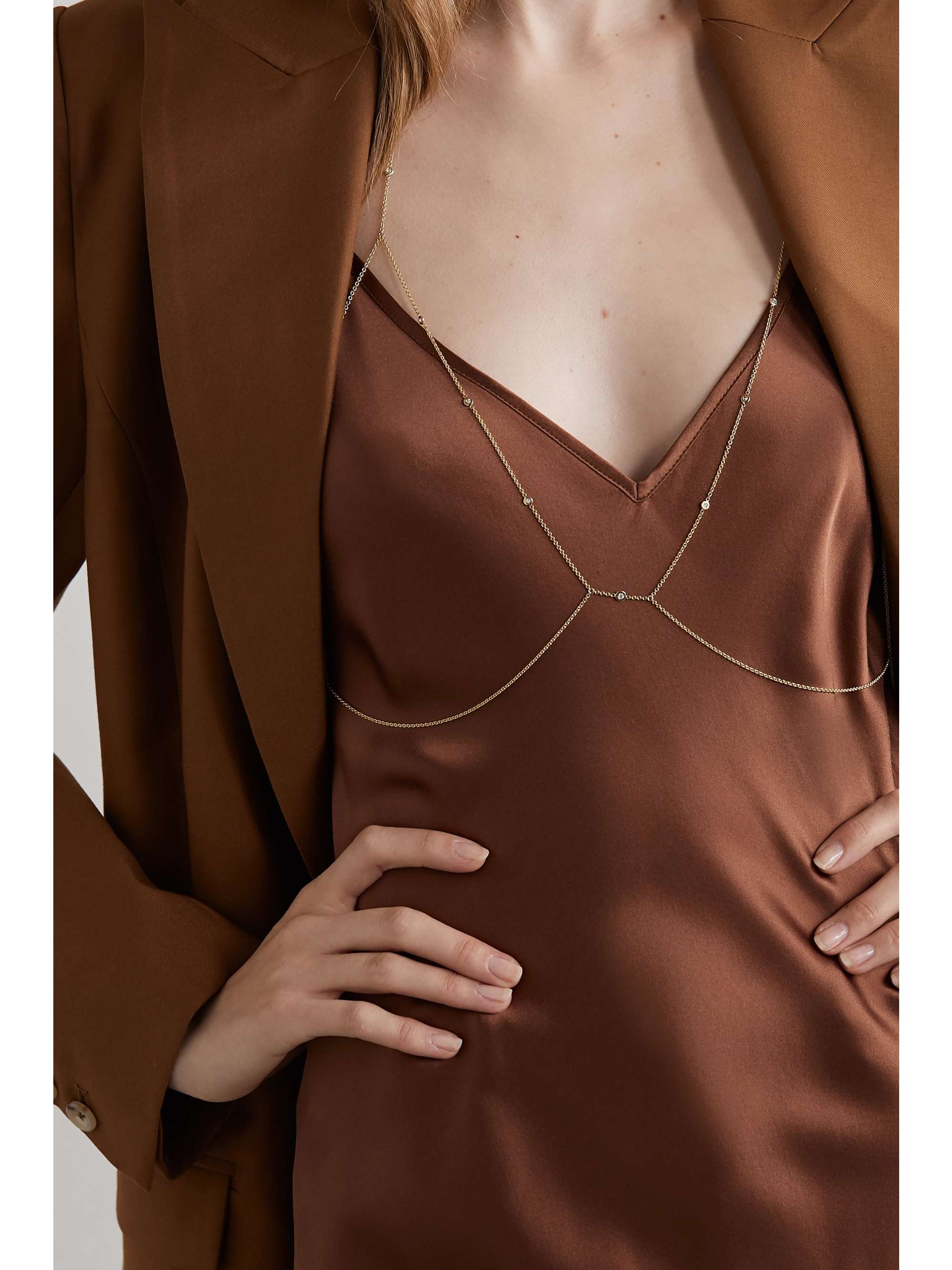 JACQUIE AICHE 14-karat gold diamond body chain