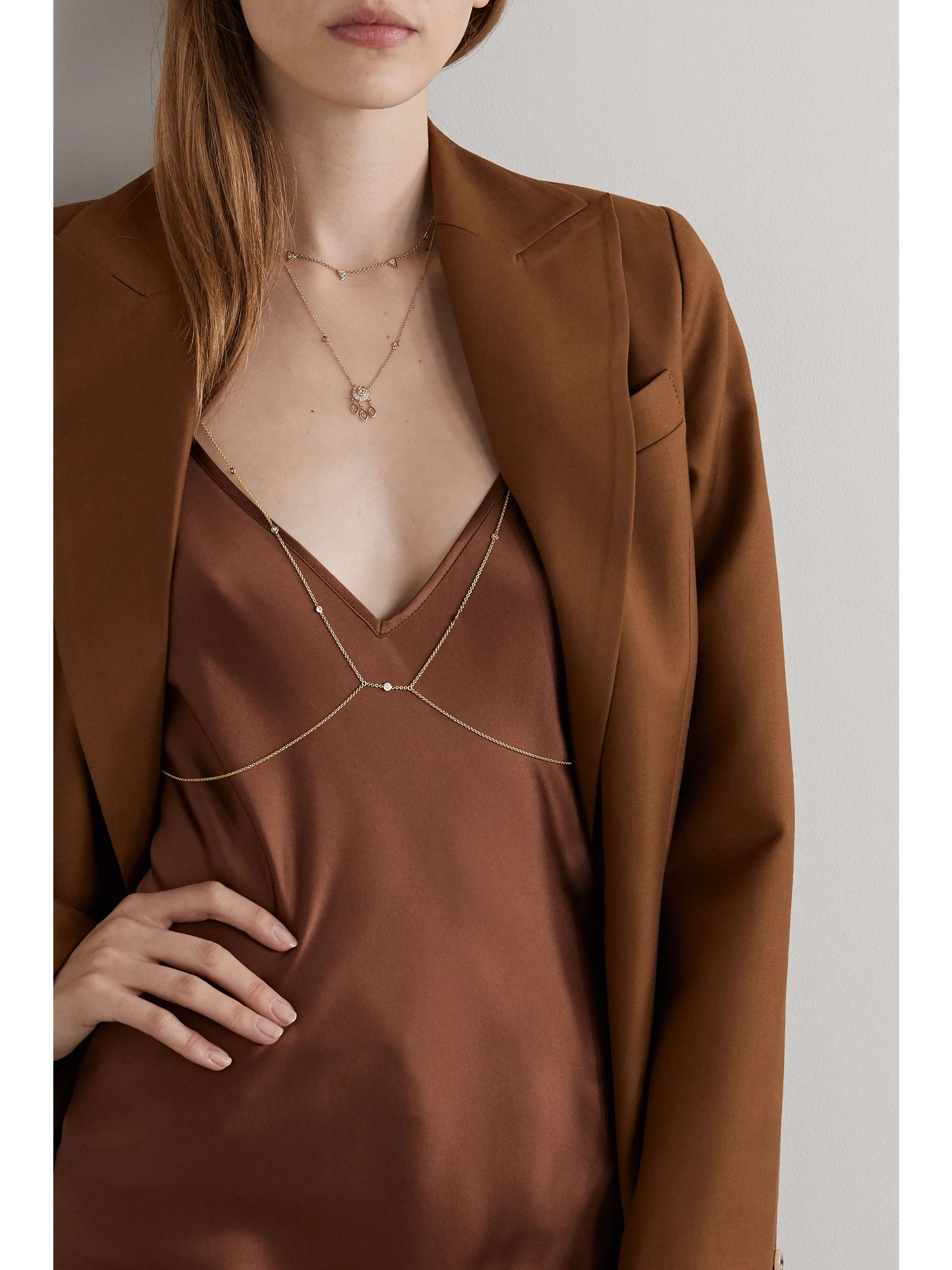 JACQUIE AICHE 14-karat gold diamond body chain