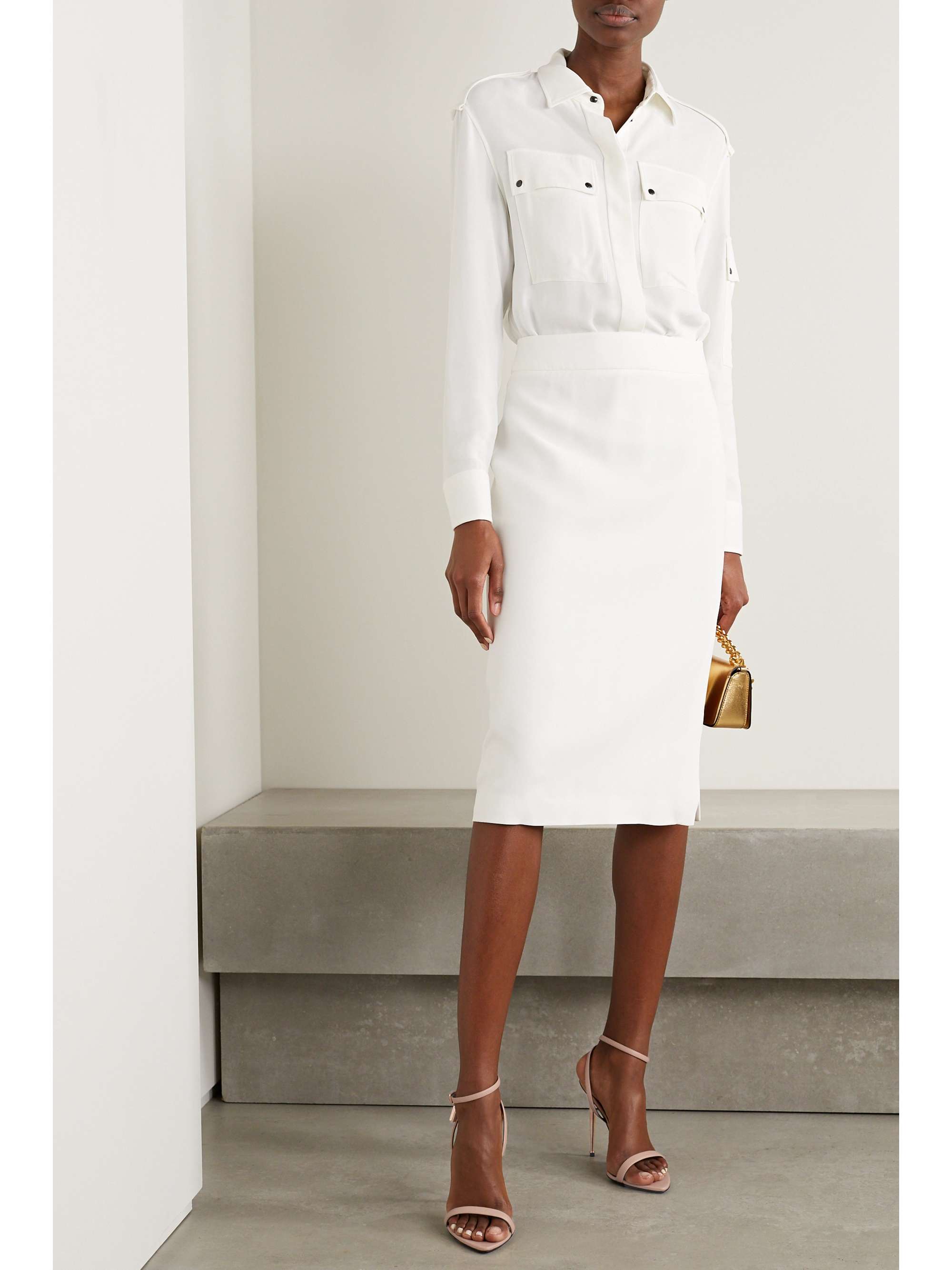 TOM FORD Padlock embellished croc-effect leather sandals