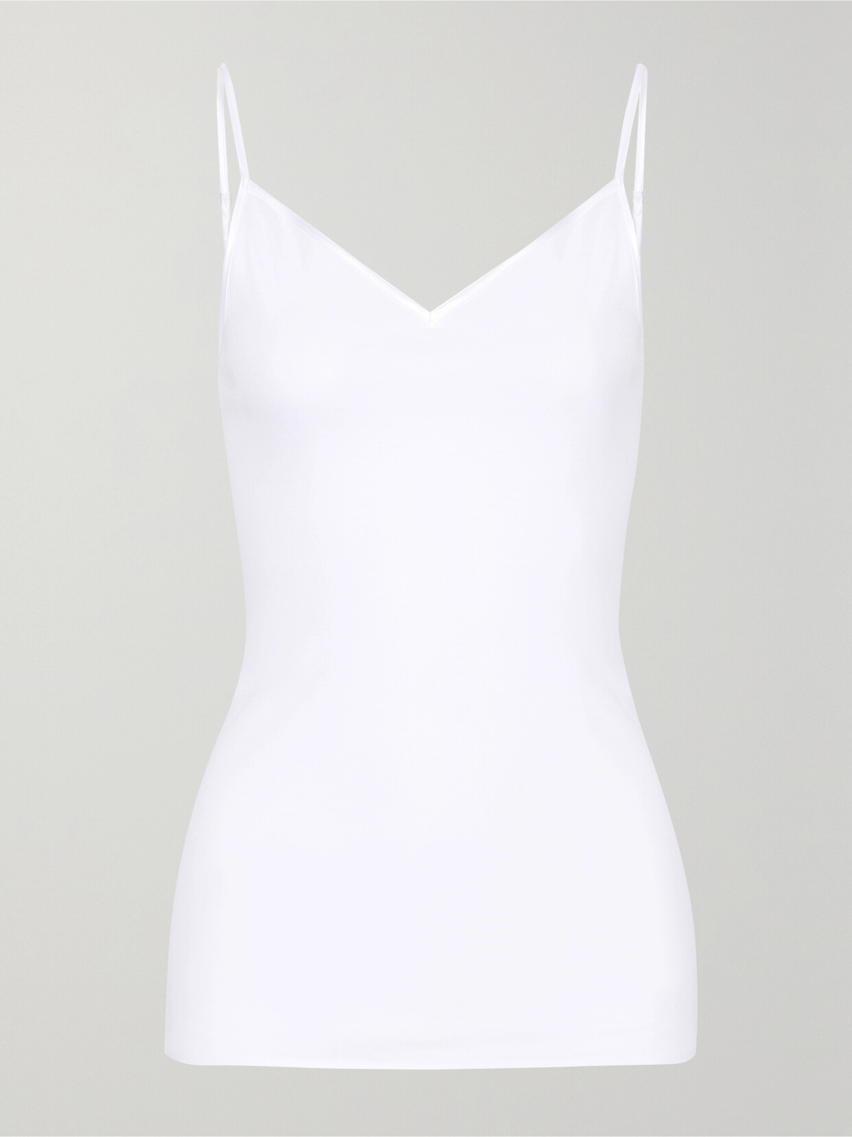Hanro Cotton Seamless V-neck Spaghetti Camisole In White
