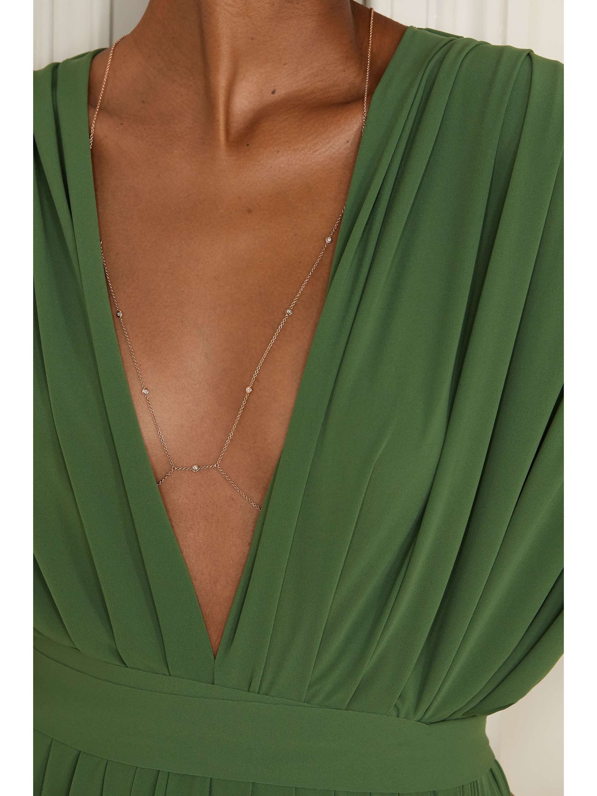 JACQUIE AICHE 14-karat rose gold diamond body chain