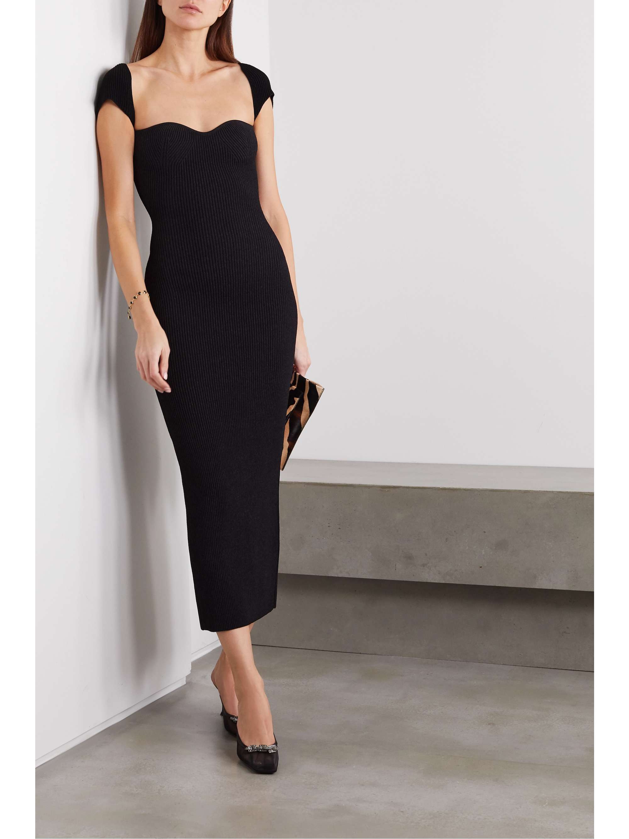 KHAITE Allegra ribbed-knit midi dress