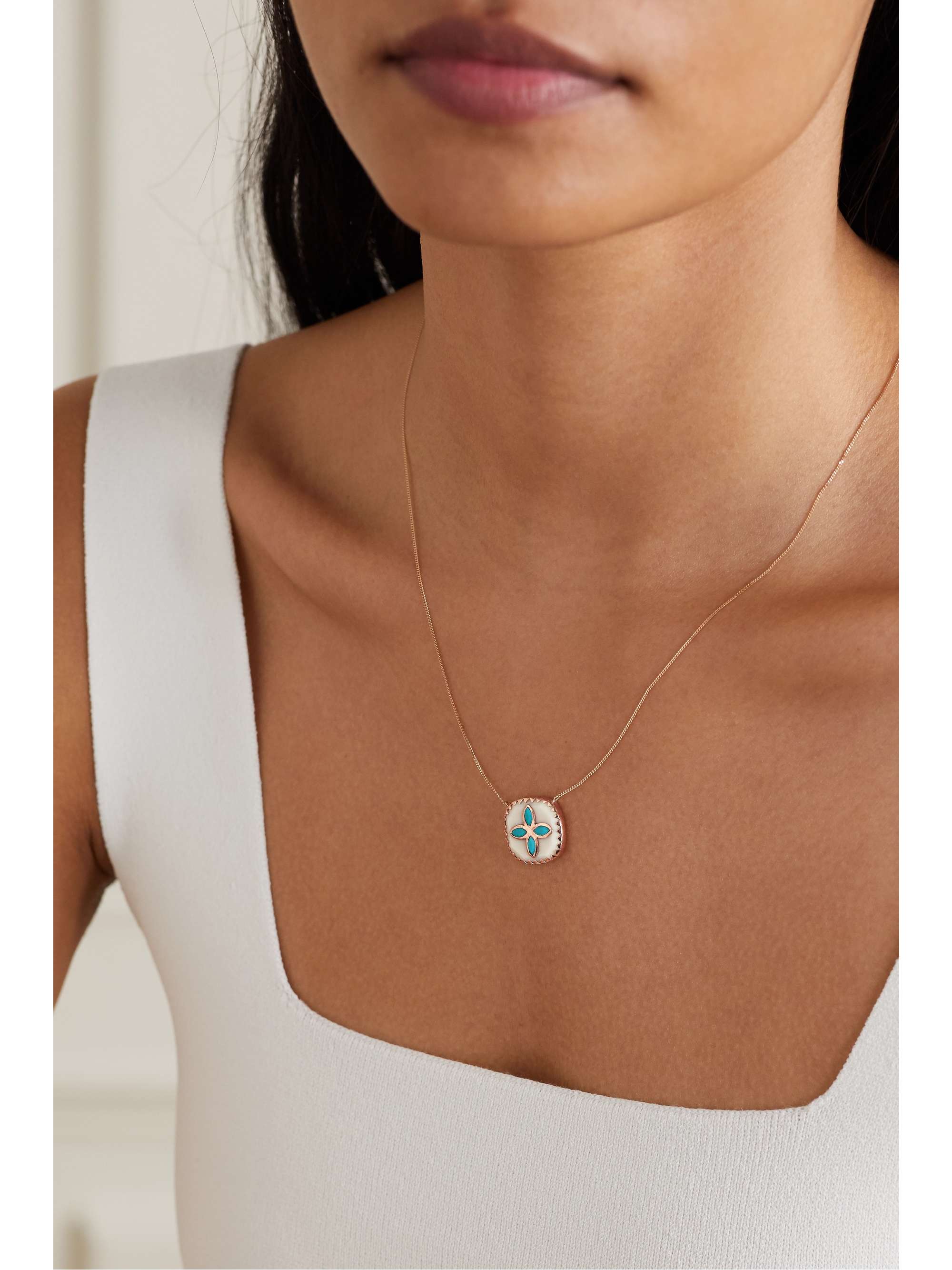 PASCALE MONVOISIN Bowie 9-karat rose gold, resin and turquoise necklace