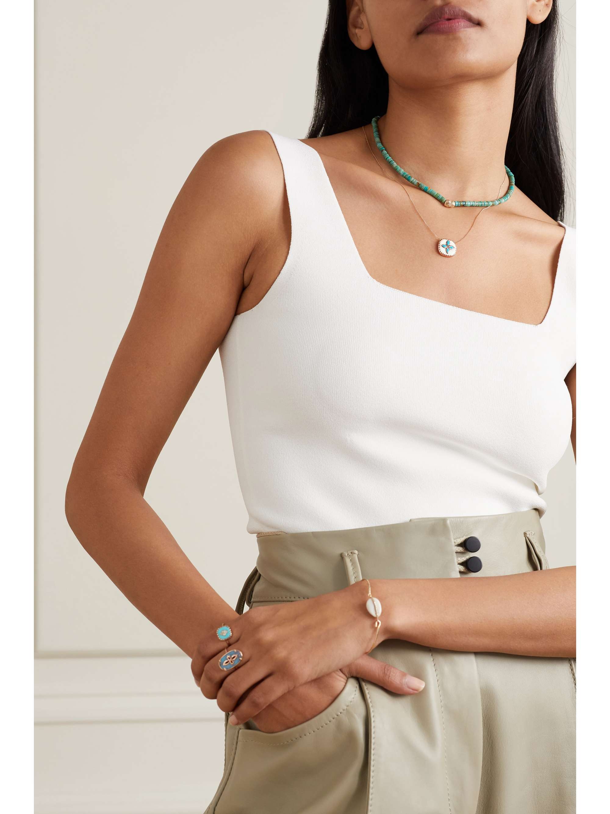PASCALE MONVOISIN Bowie 9-karat rose gold, resin and turquoise necklace