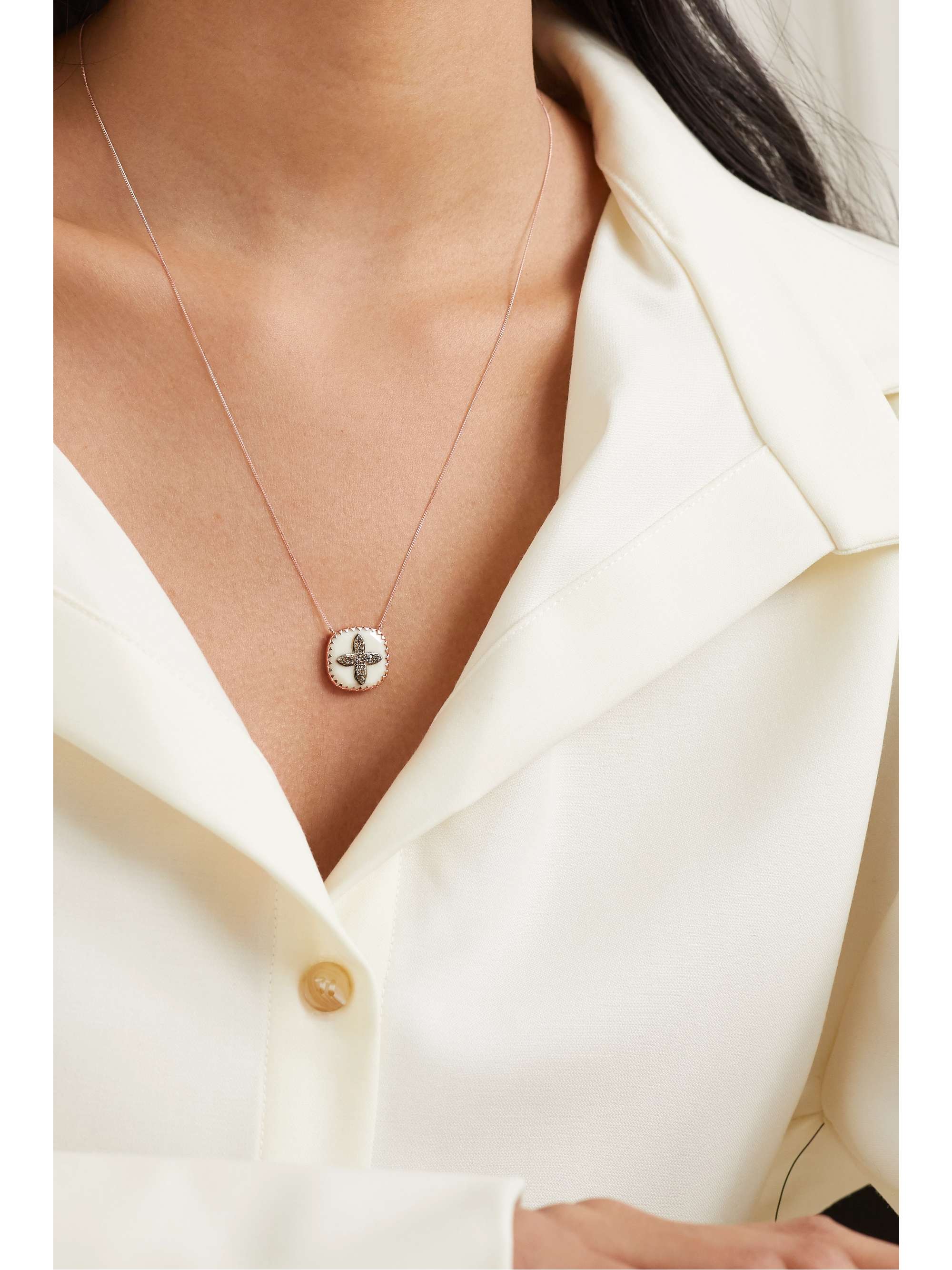 PASCALE MONVOISIN Bowie 9-karat rose gold, resin and turquoise necklace