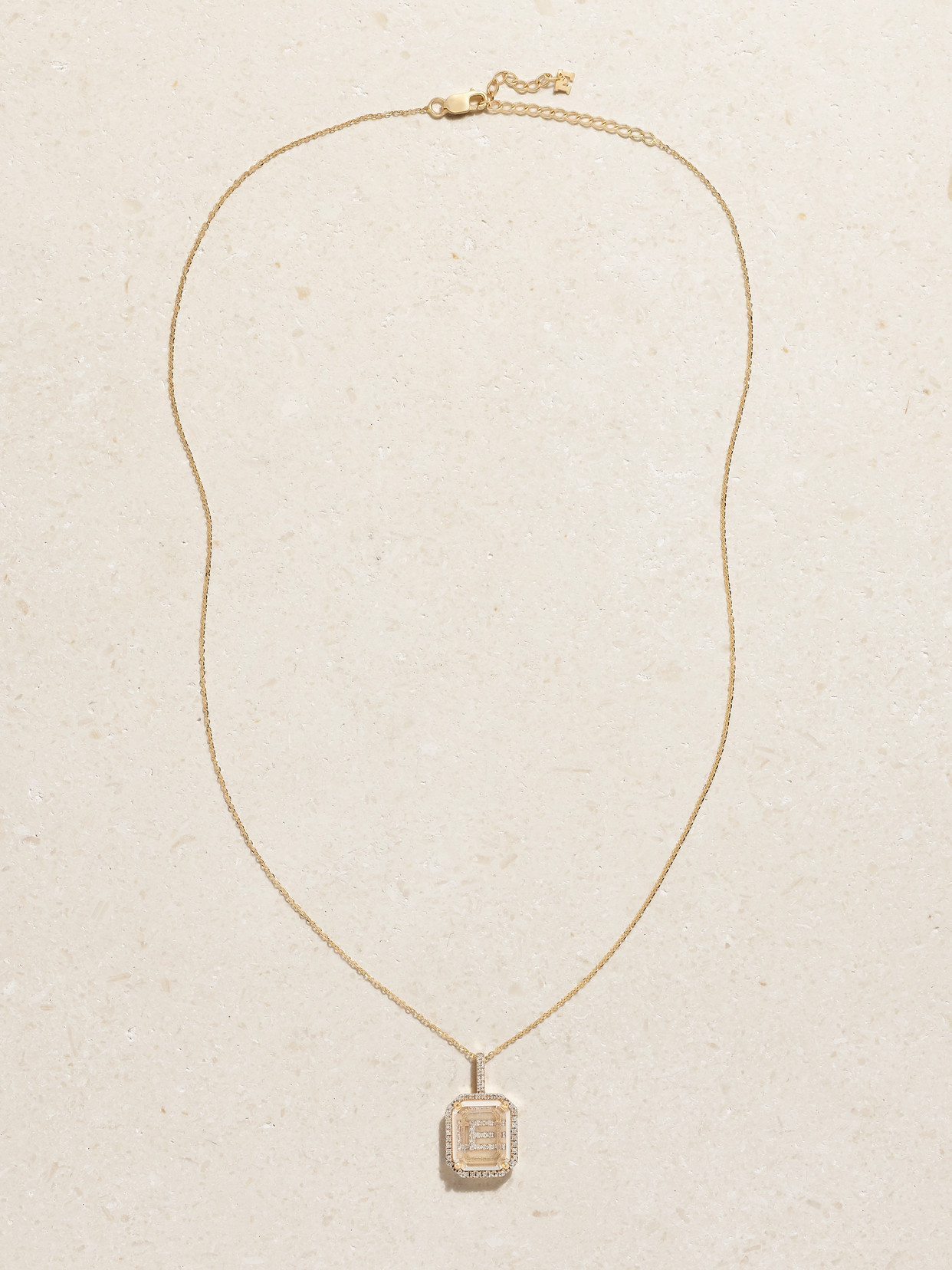 Shop Mateo Initial 14-karat Gold, Quartz And Diamond Necklace