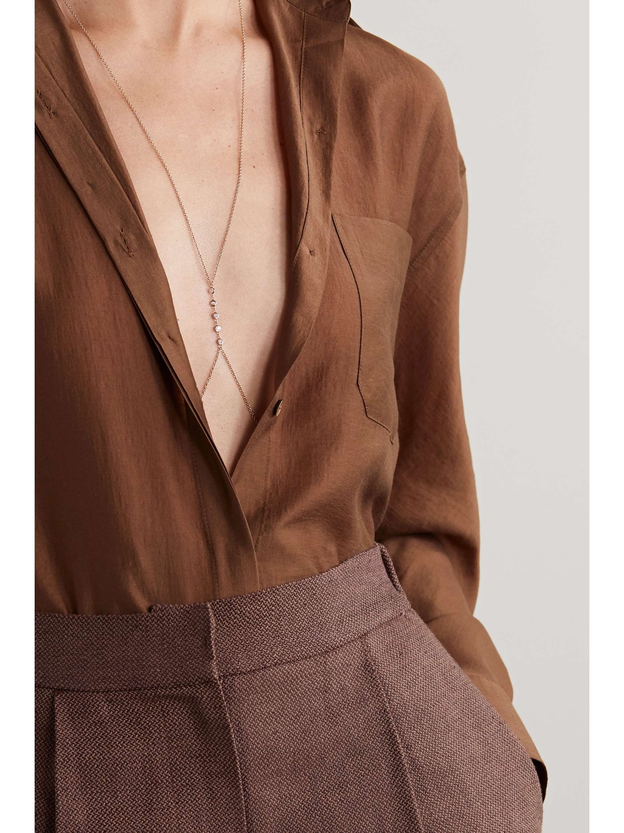 14 karat rose gold diamond body chain