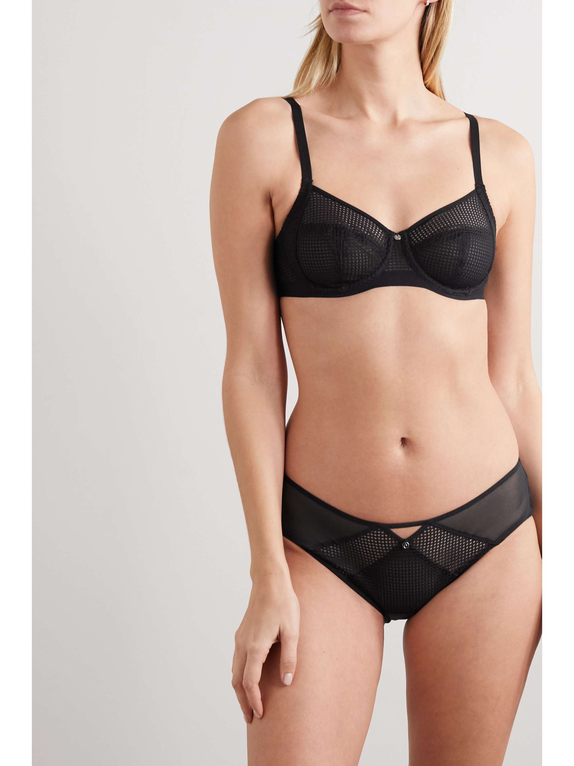 CHANTELLE Motif mesh, tulle and stretch-jersey briefs