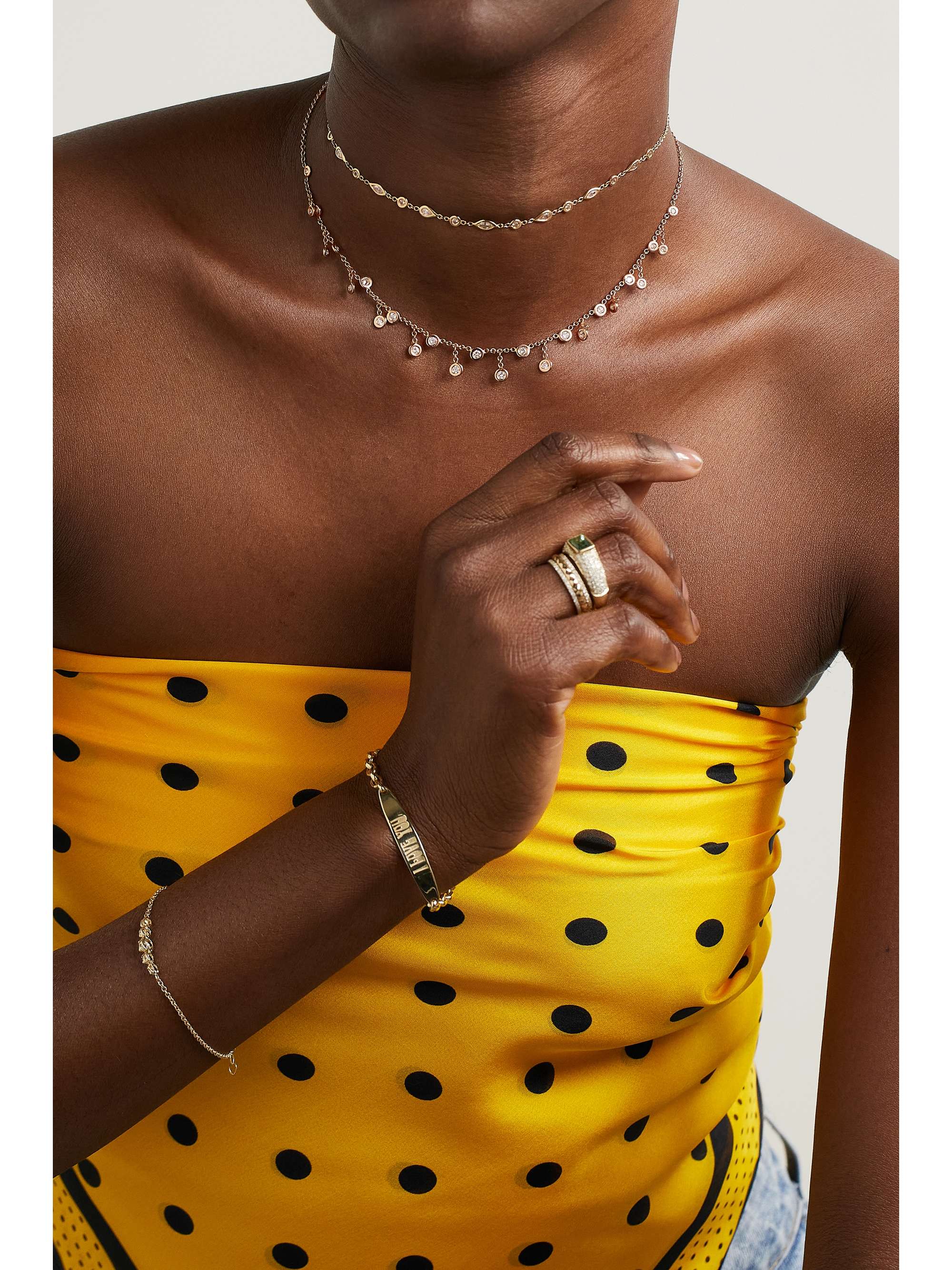 JACQUIE AICHE 14-karat rose gold diamond necklace
