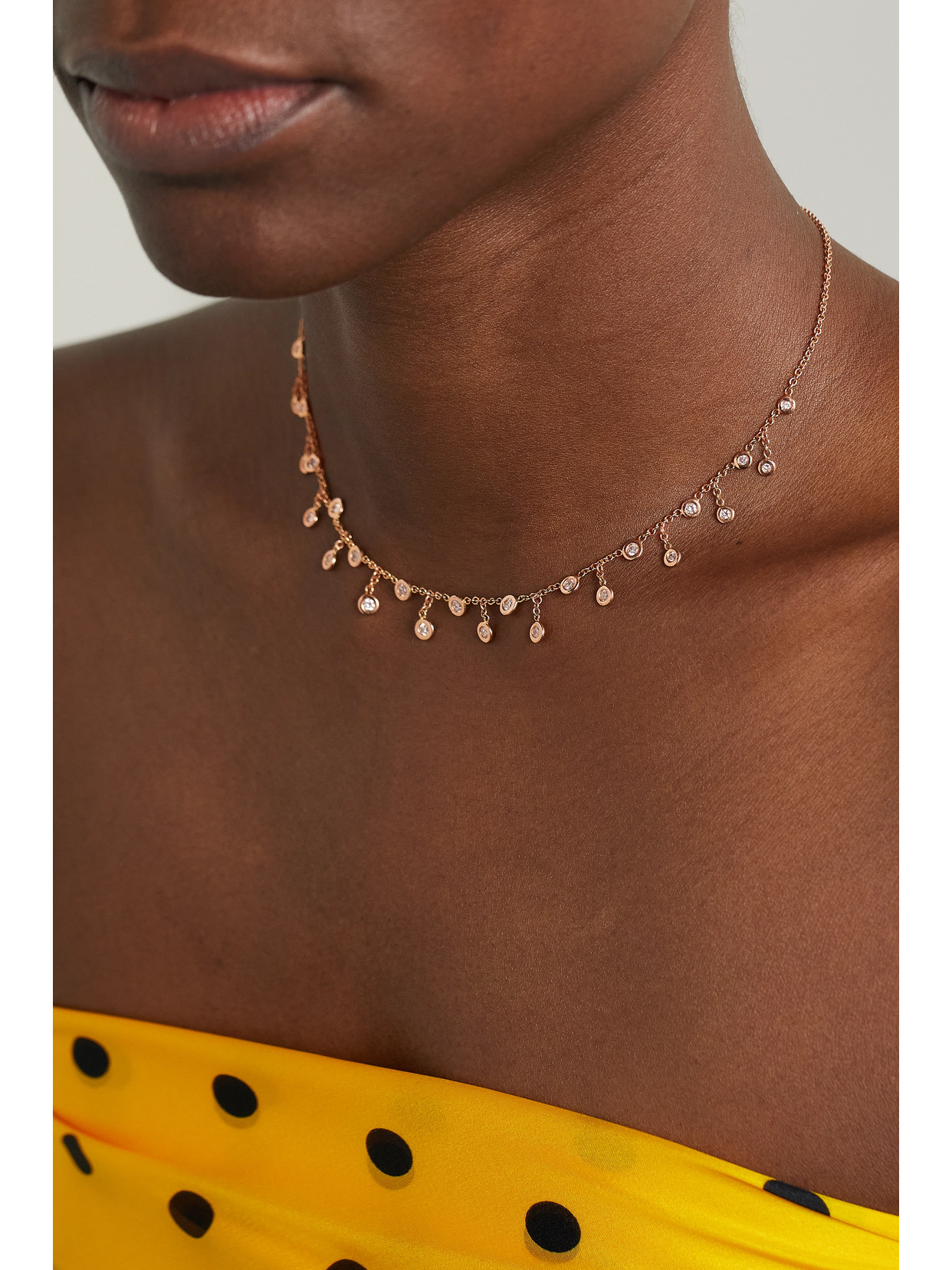 Shop Jacquie Aiche 14-karat Rose Gold Diamond Necklace