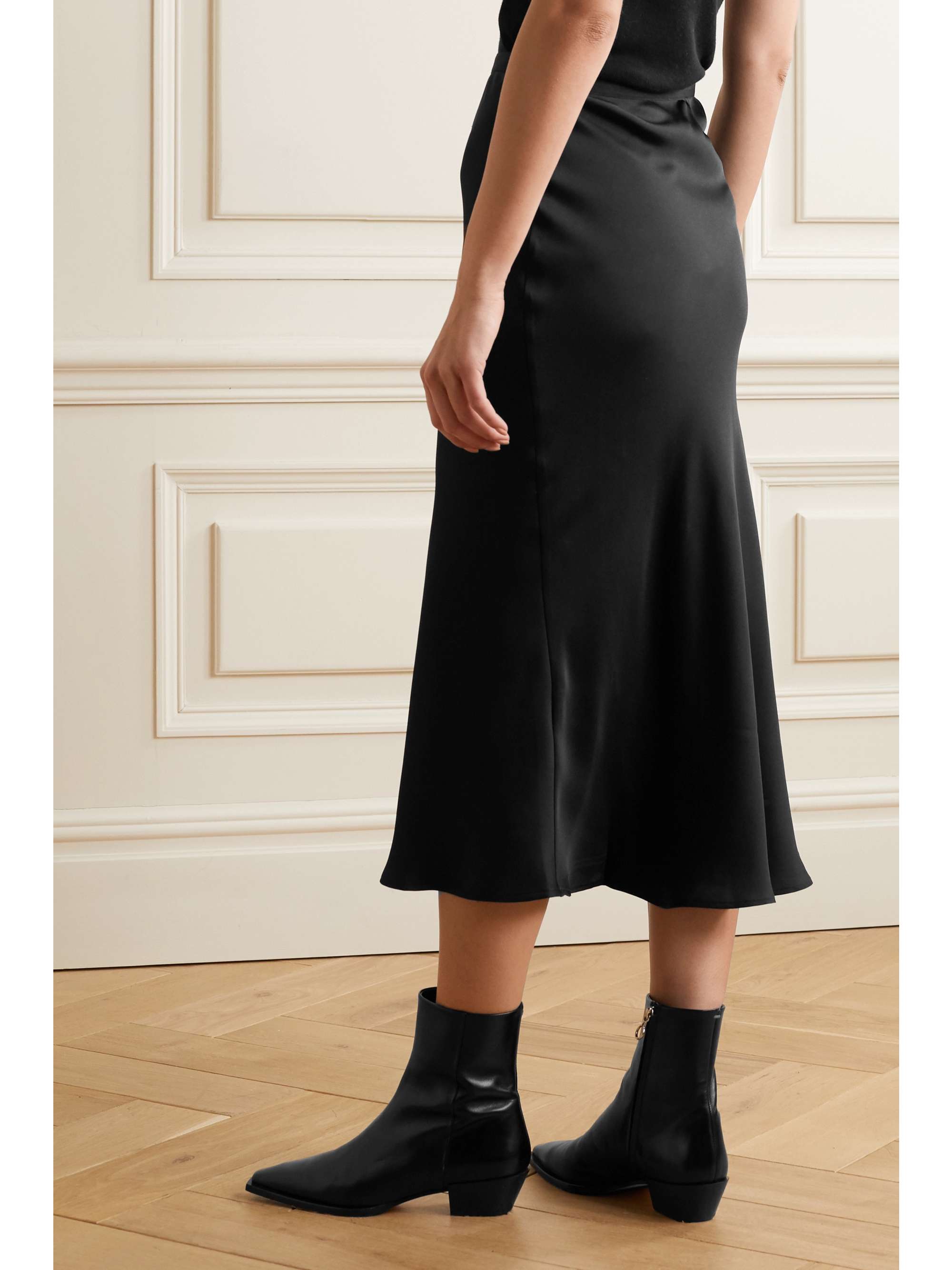 ANINE BING Bar silk-satin midi skirt