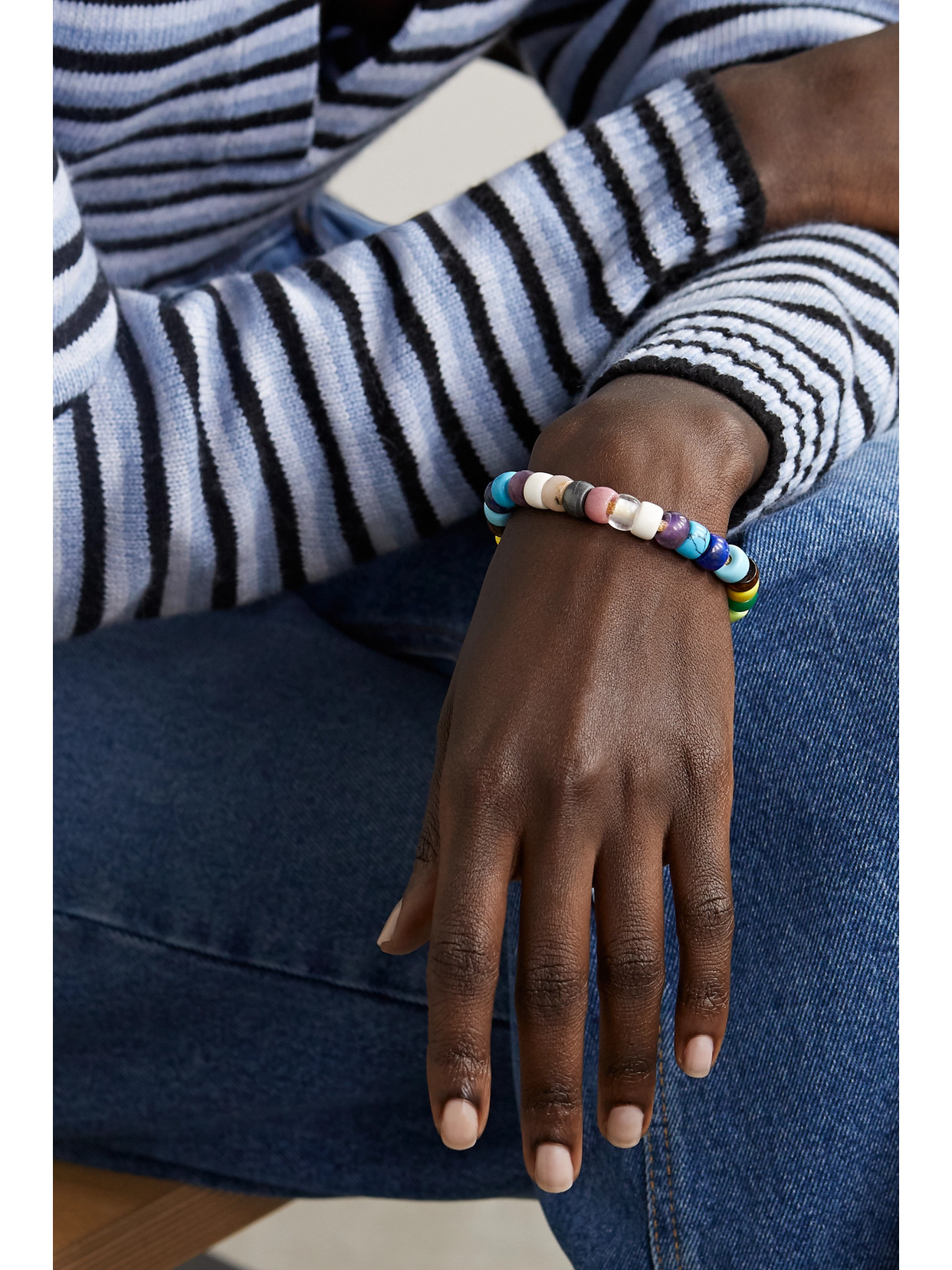 Shop Carolina Bucci Forte Beads Rainbow 18-karat Gold And Lurex Multi-stone Bracelet Kit