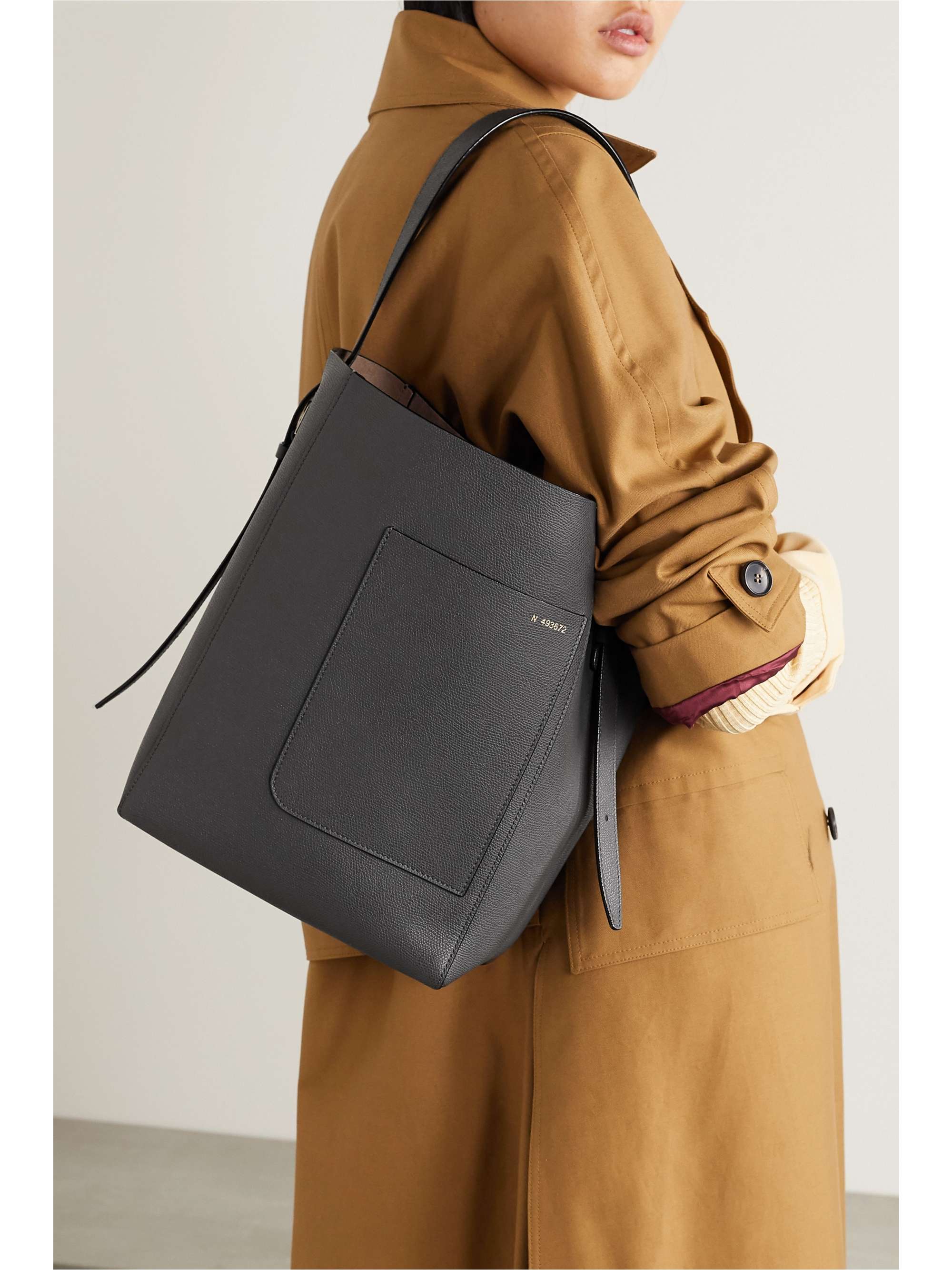 VALEXTRA Secchiello printed texturedleather tote NETAPORTER