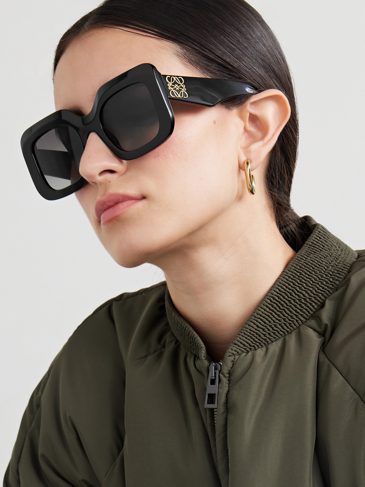 Shop Loewe Oversized Square-frame Acetate Sunglasses In Black