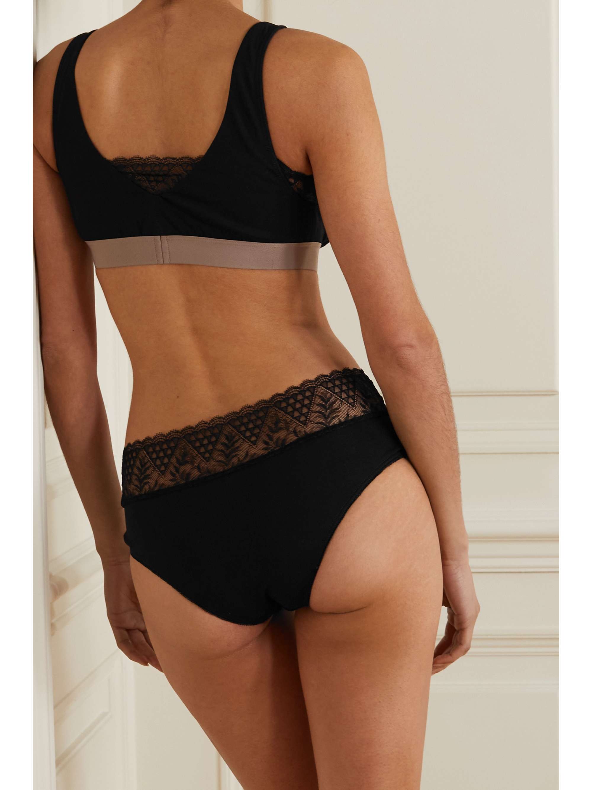 SIX Florence lace-trimmed stretch-cotton maternity briefs