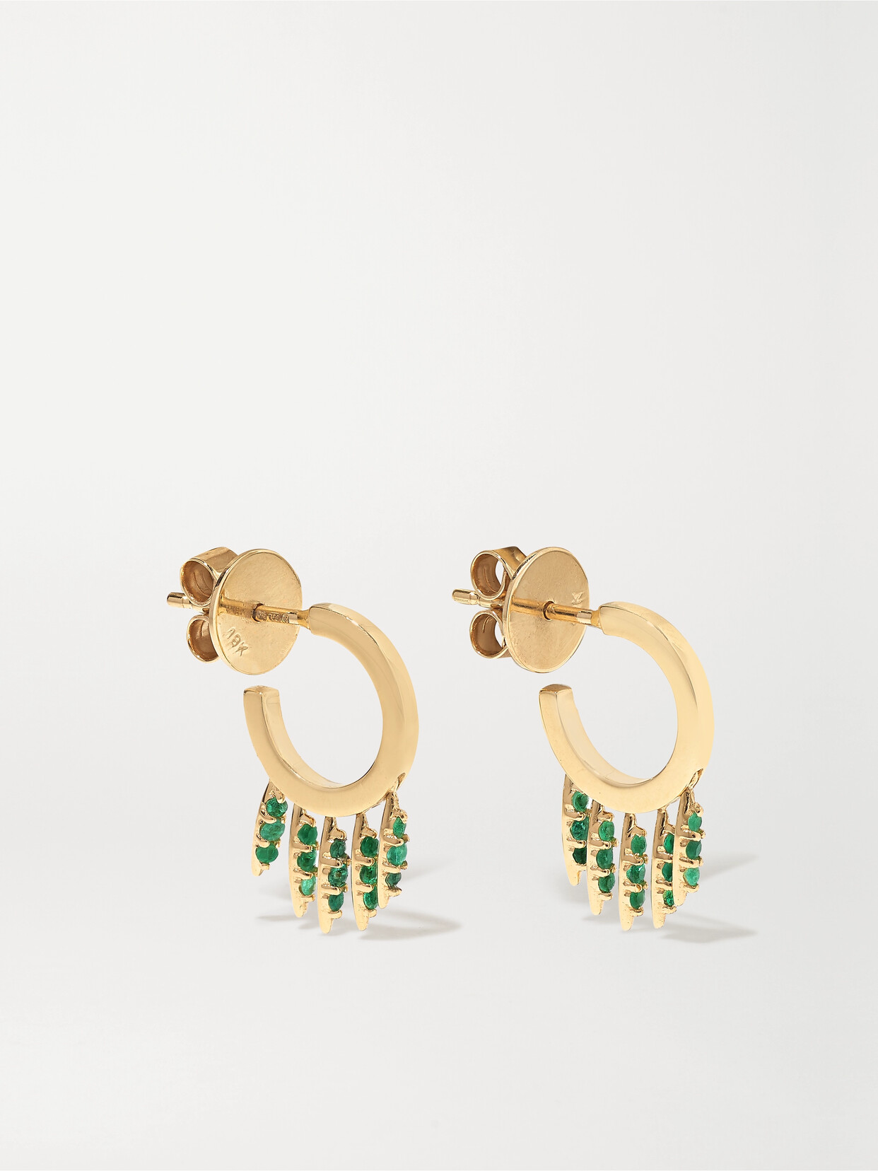 Ileana Makri Grass Mini 18-karat Gold Emerald Earrings