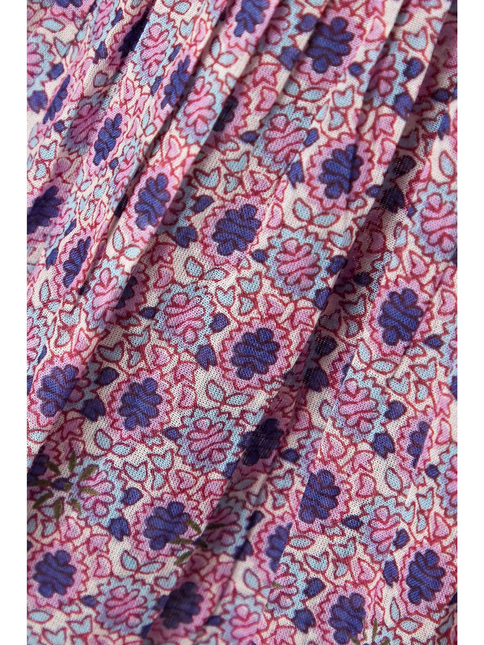 SEA Bianca pintucked printed cotton-voile top