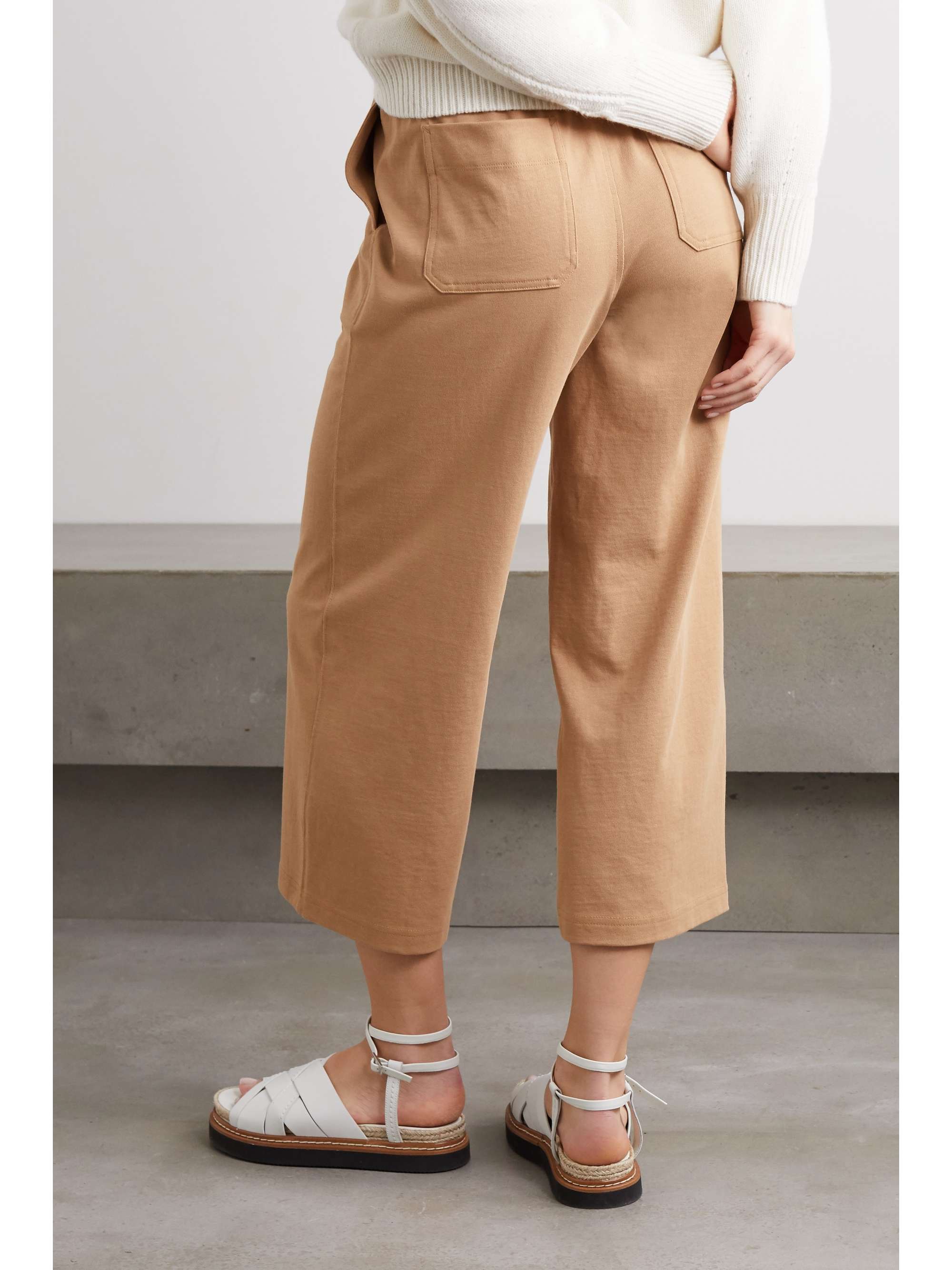 VINCE Cropped cotton-jersey wide-leg pants