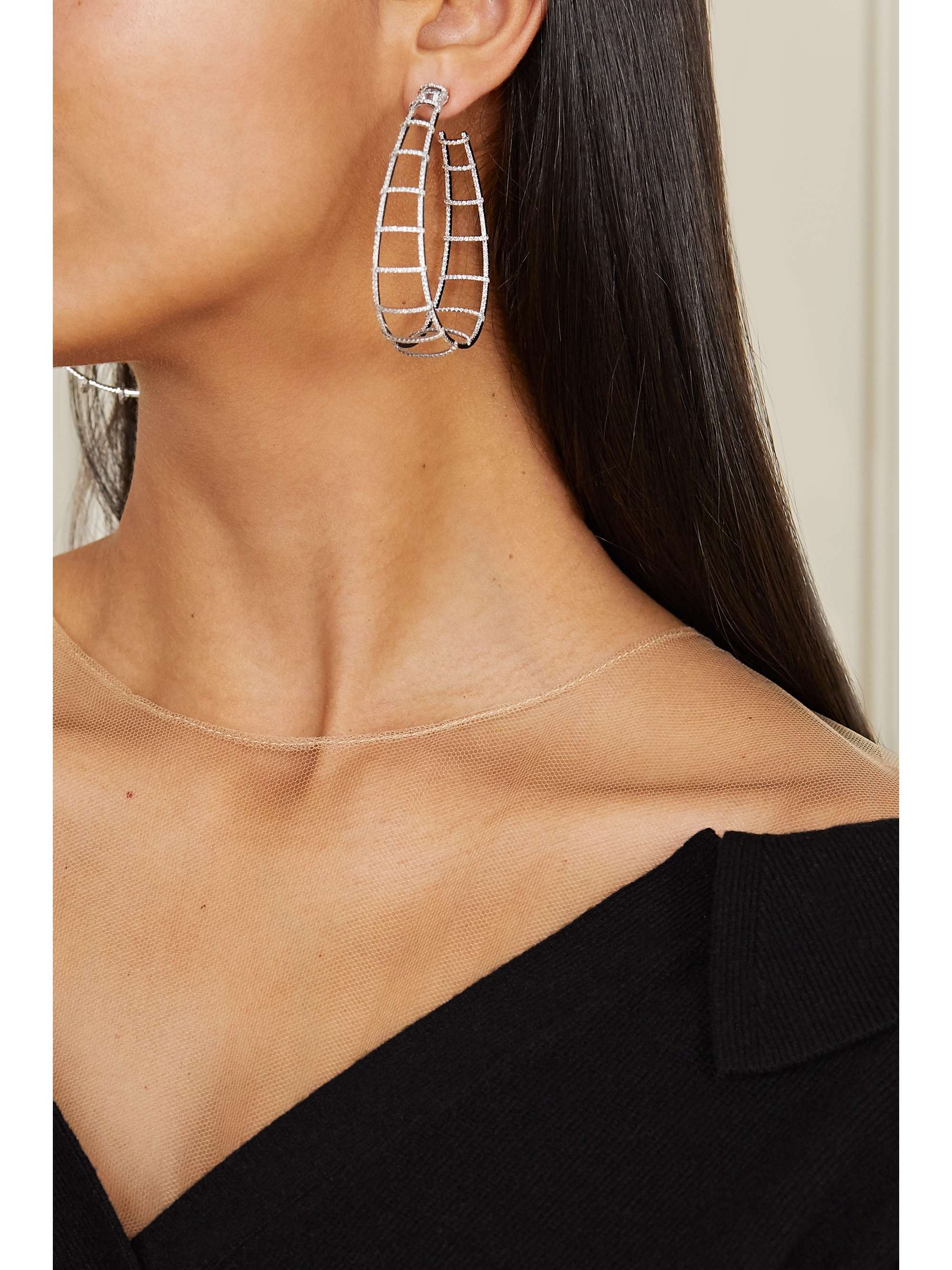 OFIRA Ladder 18-karat white gold diamond earrings