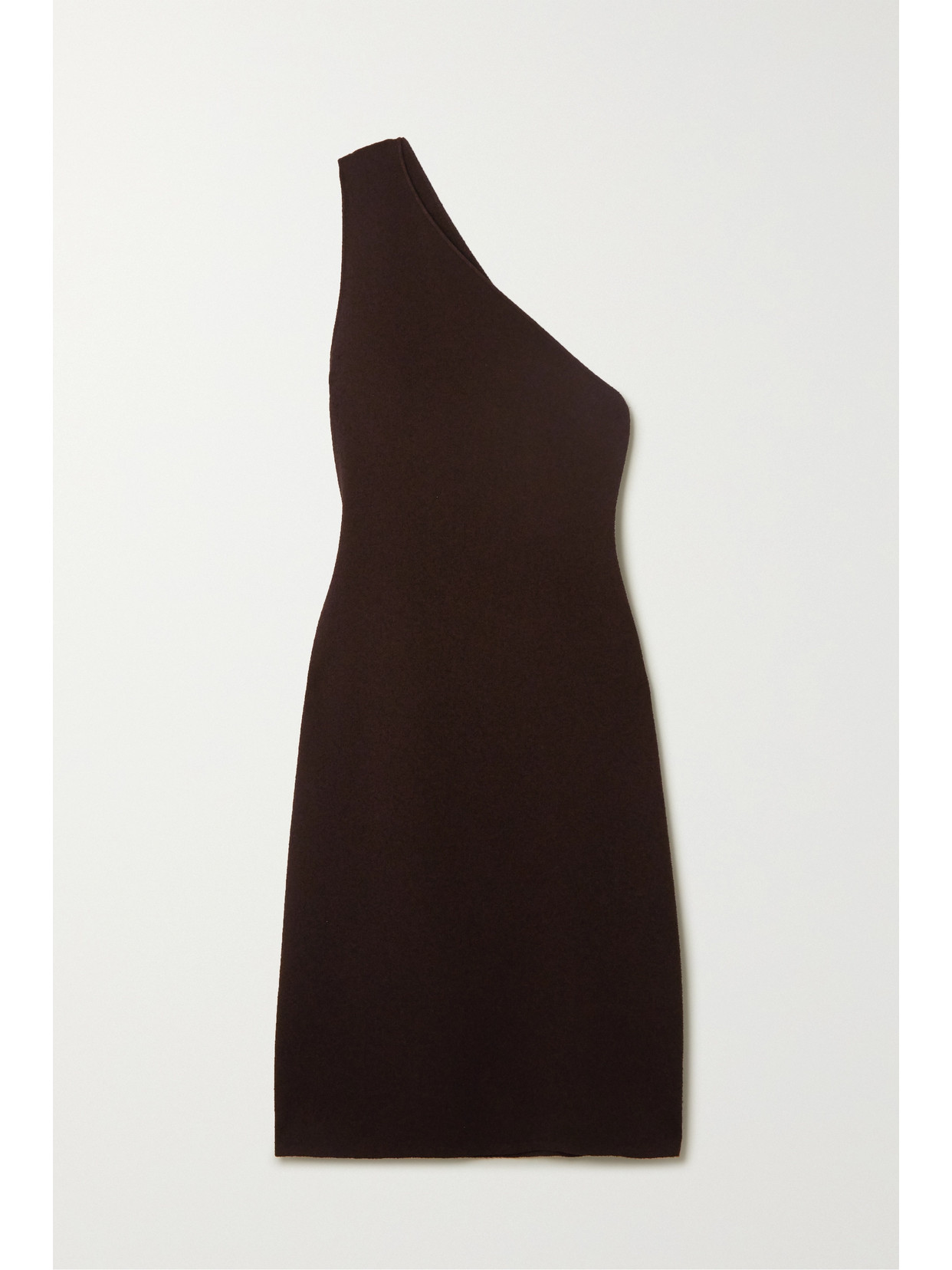 Bottega Veneta One-shoulder Stretch-knit Midi Dress In Brown