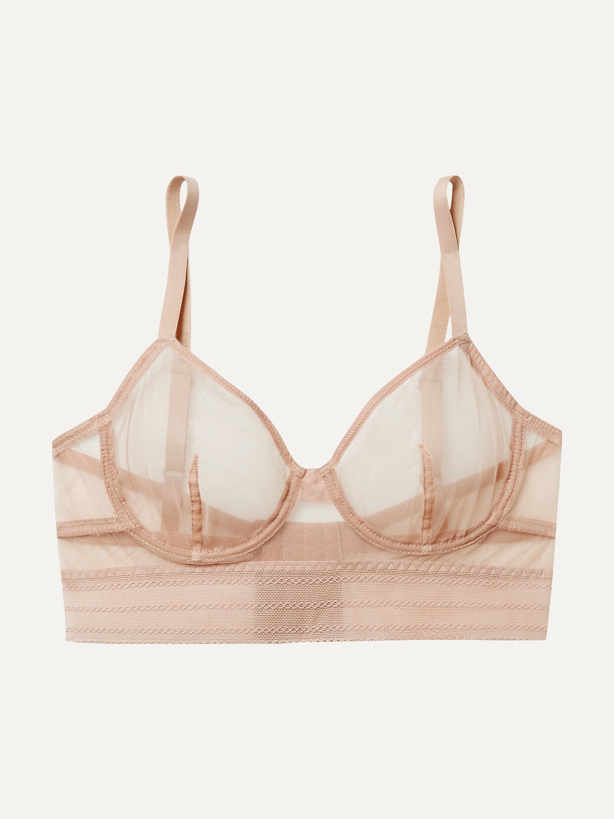 Shop Else Bare Stretch-tulle Underwired Bra In Neutrals