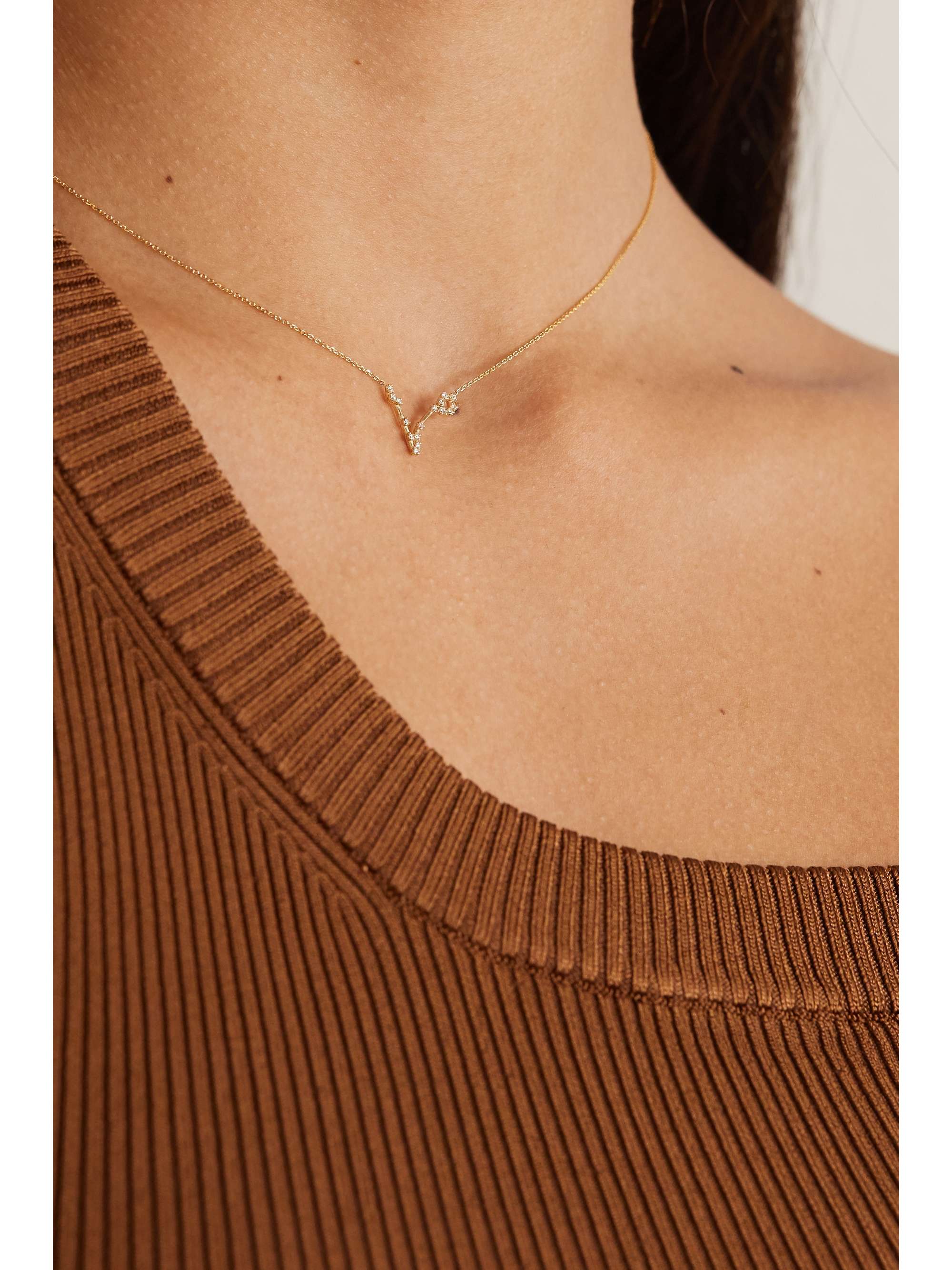 SARAH & SEBASTIAN Celestial Pisces Kette aus 10 Karat Gold mit Diamanten