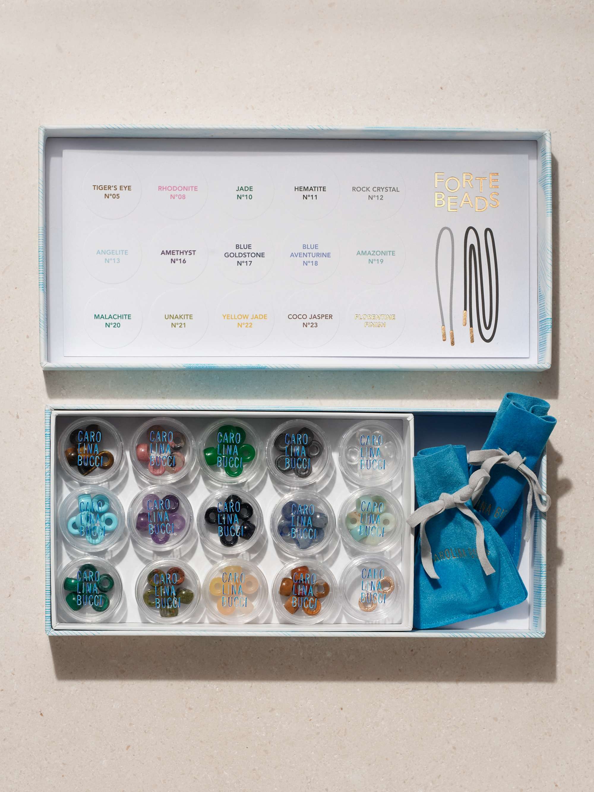 CAROLINA BUCCI FORTE Beads Moonbow 18-karat gold, Lurex and multi-stone kit