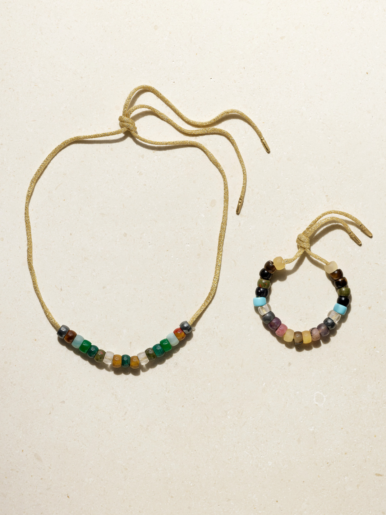 Carolina Bucci Forte Beads Moonbow 18-karat Gold, Lurex And Multi-stone Kit In Gold