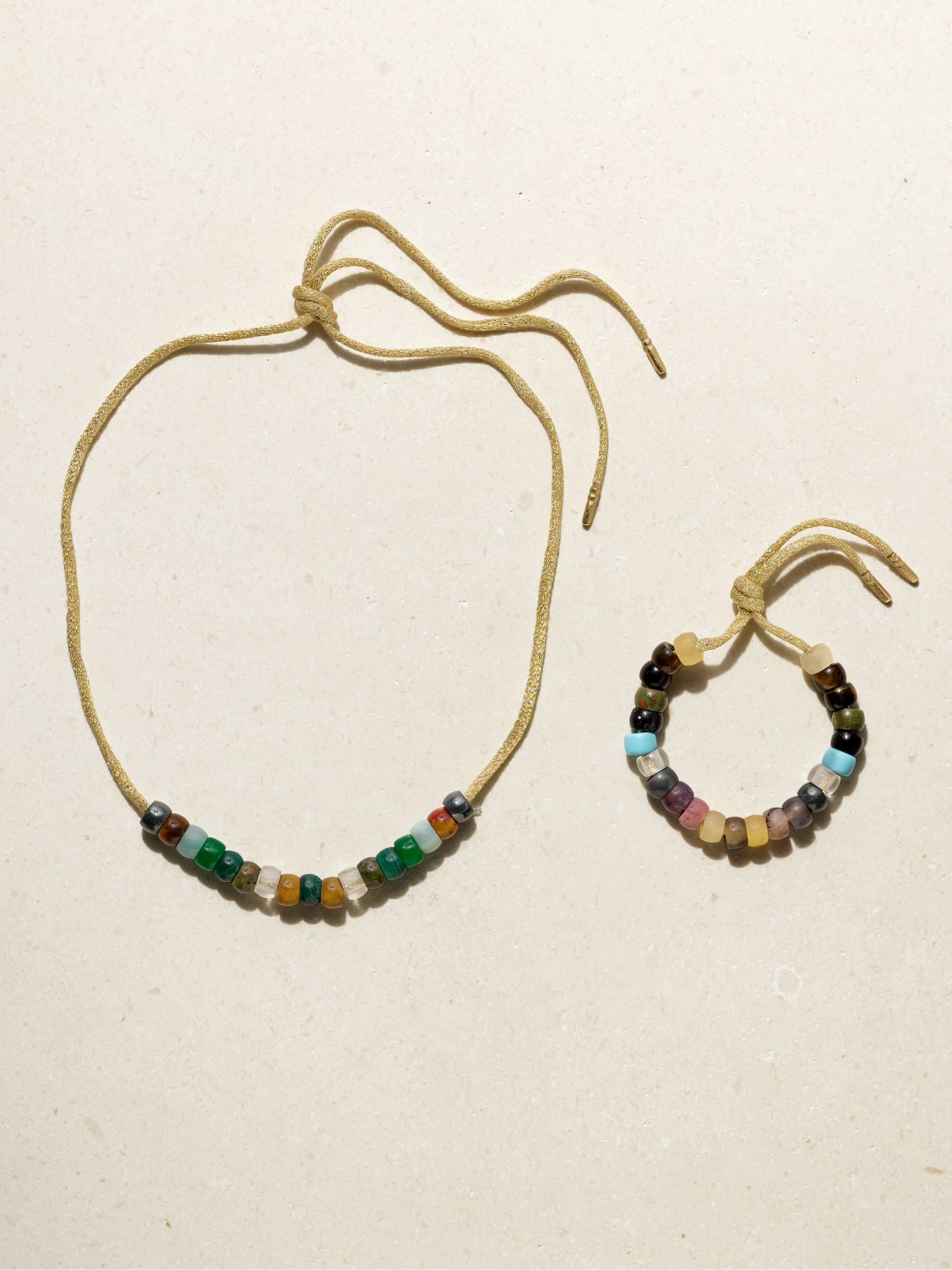 CAROLINA BUCCI FORTE Beads Moonbow 18-karat gold, Lurex and multi-stone kit