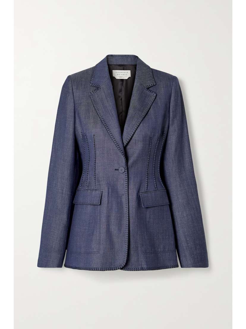 Gabriela Hearst Minos Whipstitched Linen Blazer