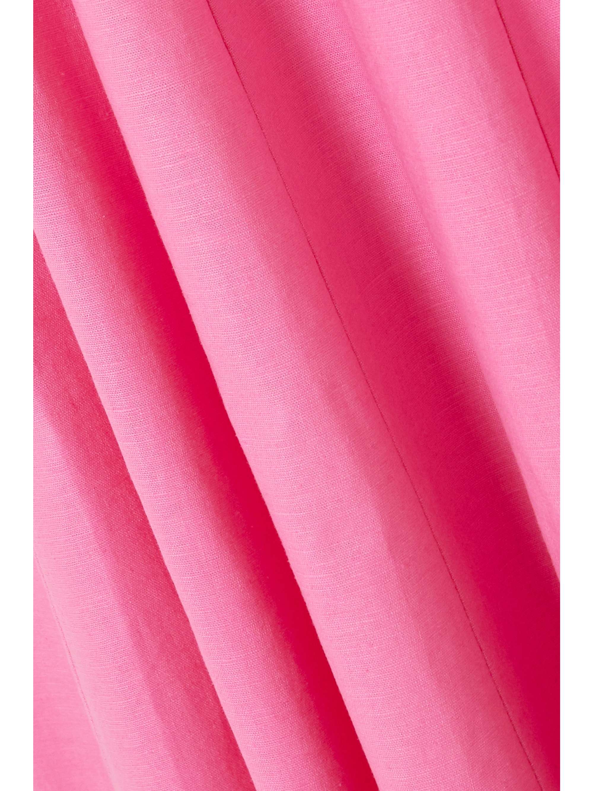 STAUD Swells pleated linen-blend midi dress